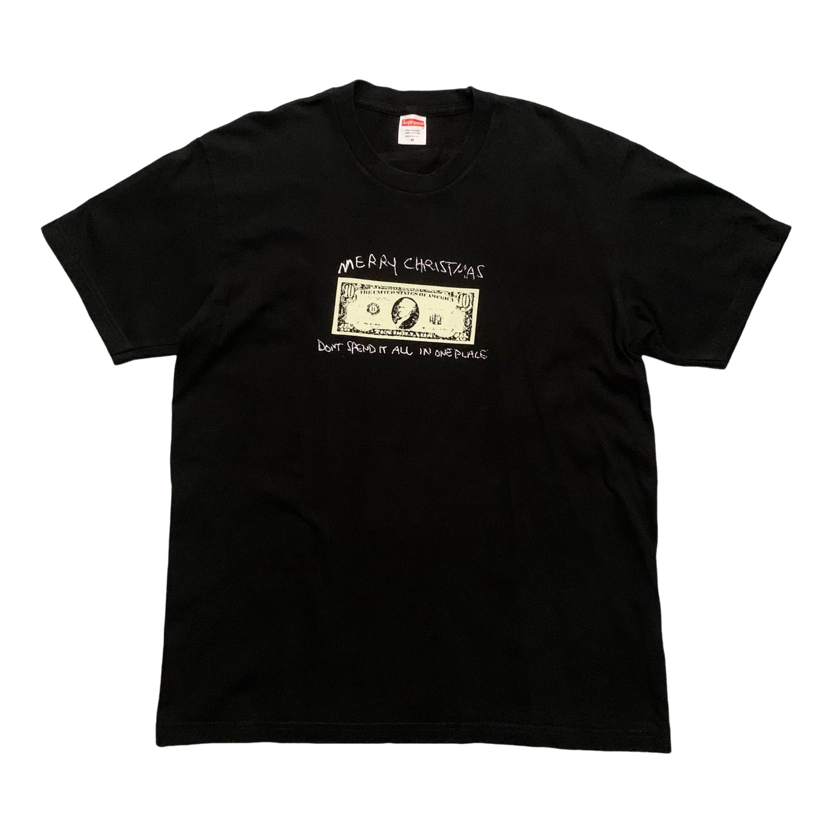 Supreme Medium Spend It Black Tee Merry Christmas 2021