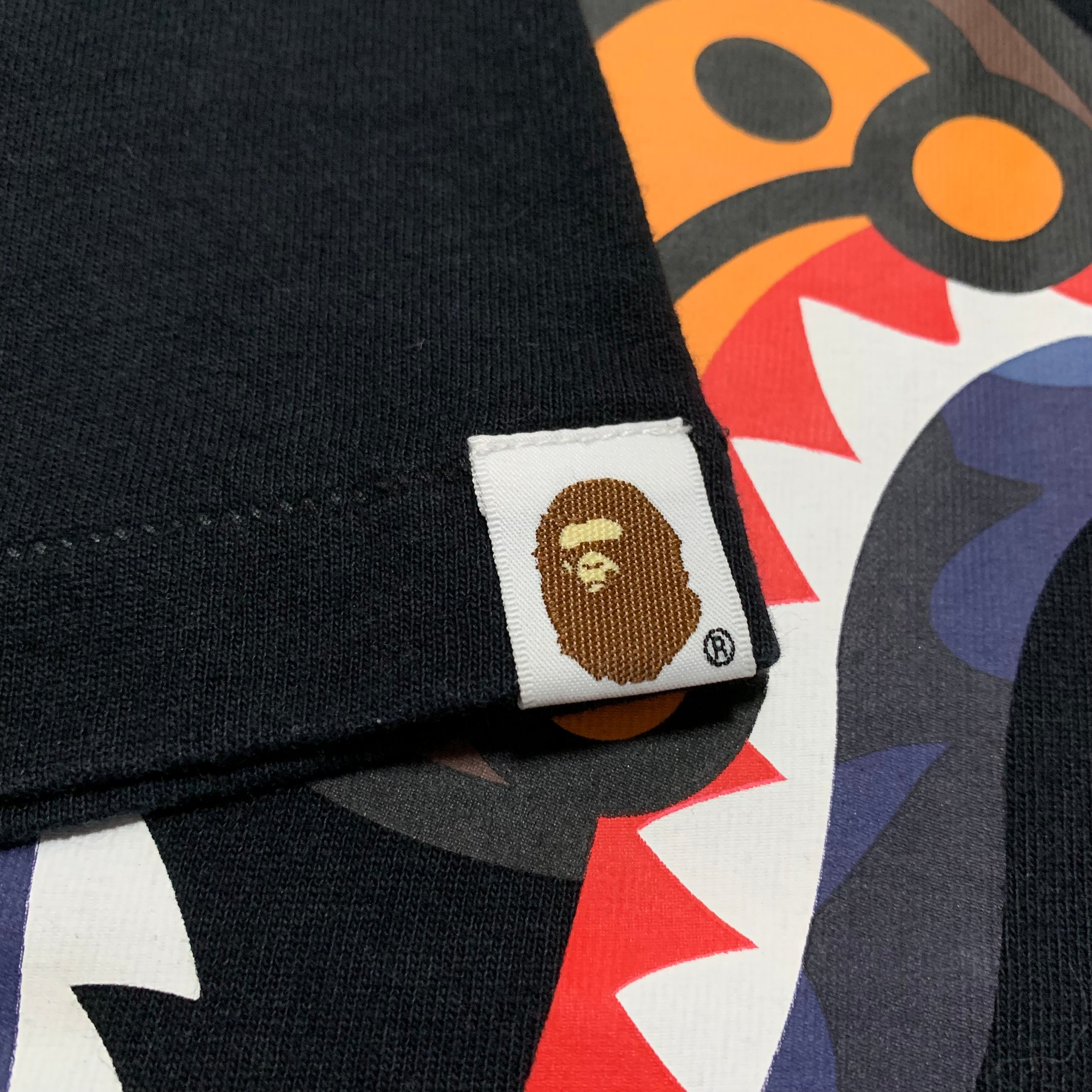 Bape Medium Shark Baby Milo Black Tee A Bathing Ape Blue Camo