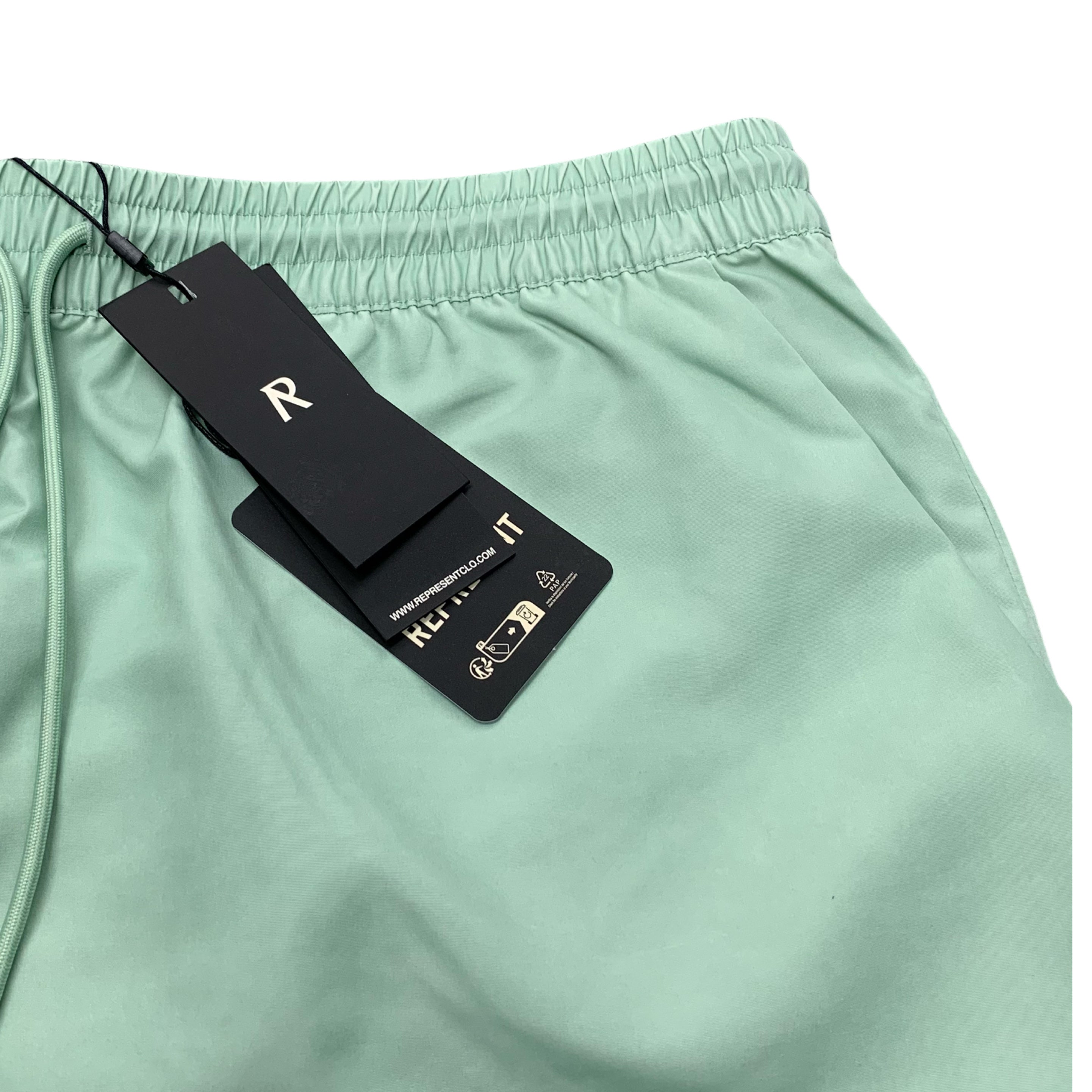 Represent XL Swim Shorts Metal Initial Washed Sage Mint Green Bottoms