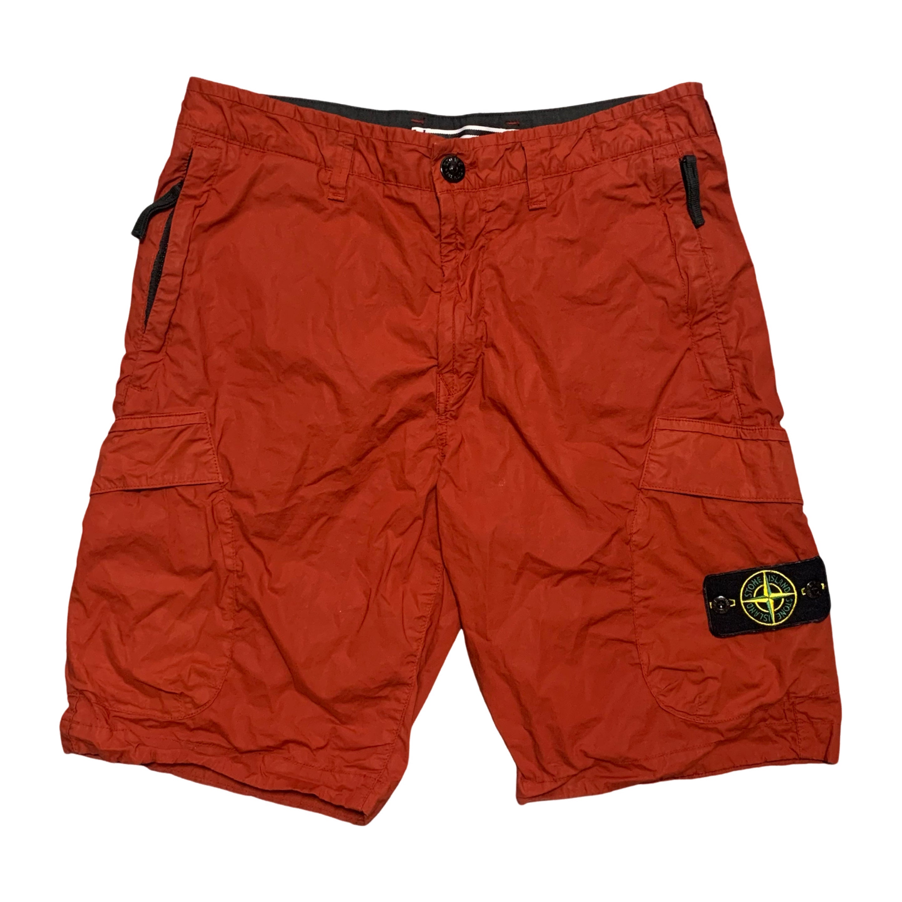 Stone Island Shorts Red Garment Dyed Cotton Cargo Shorts Bottoms Small W30