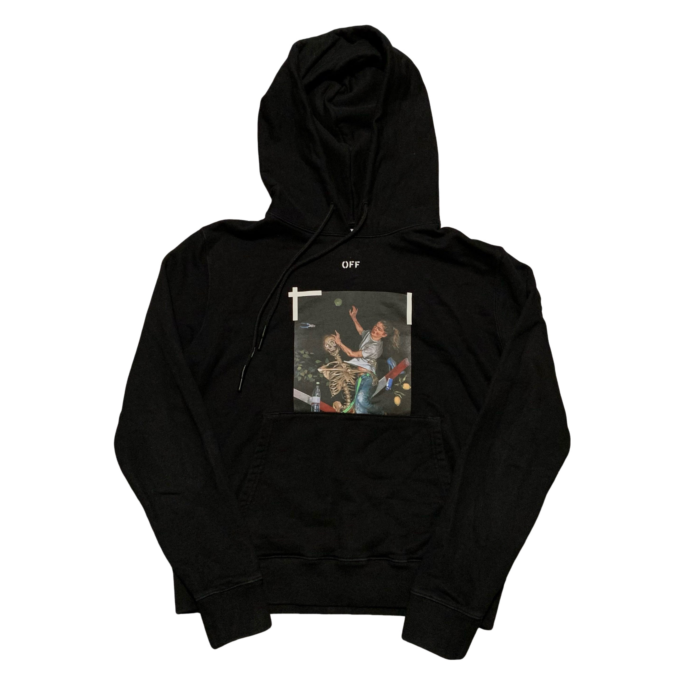 Off White Medium Pascal Arrows Black Hoodie Virgil Abloh Skeleton