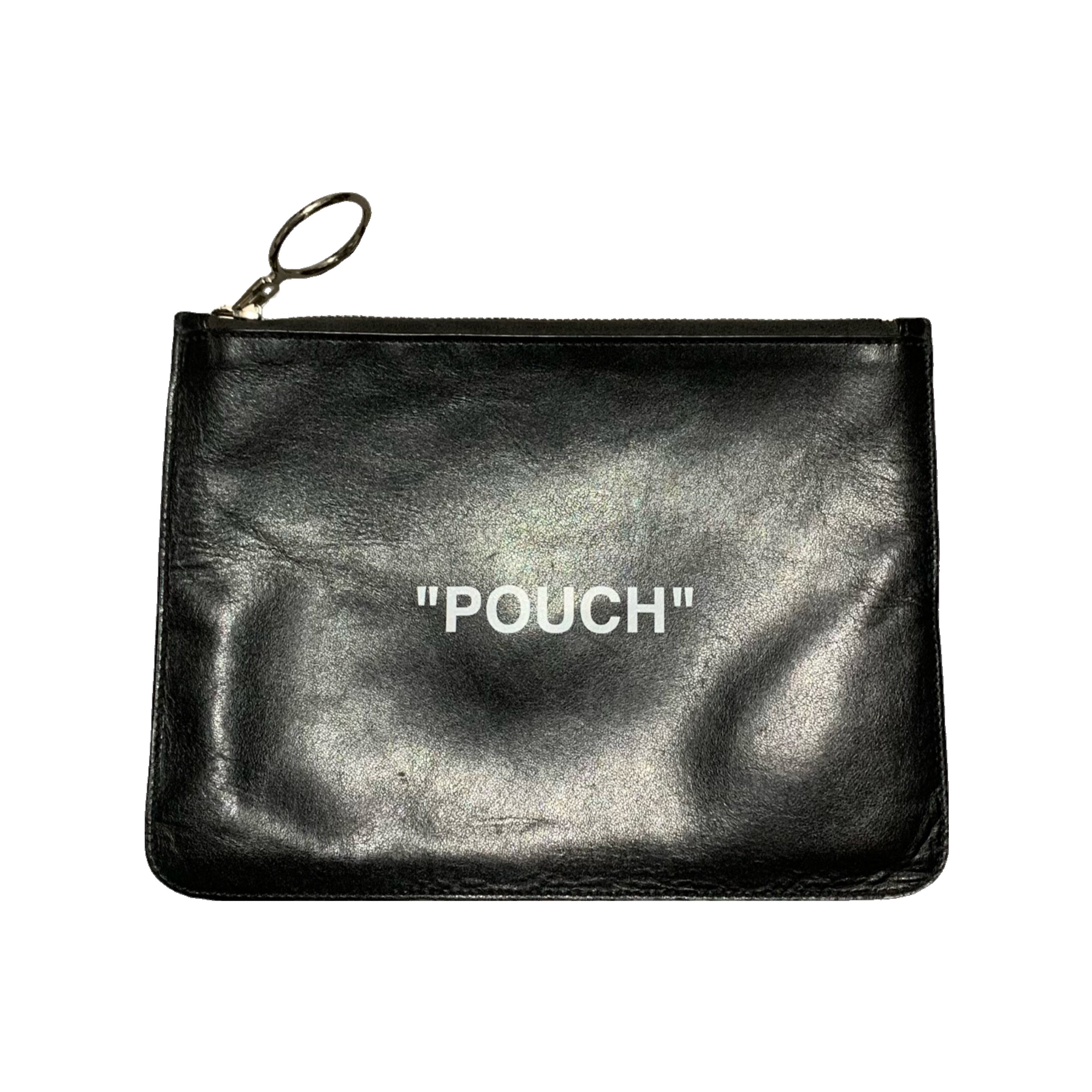 Off White Wallet Coin Pouch Quote Black Leather Virgil Abloh