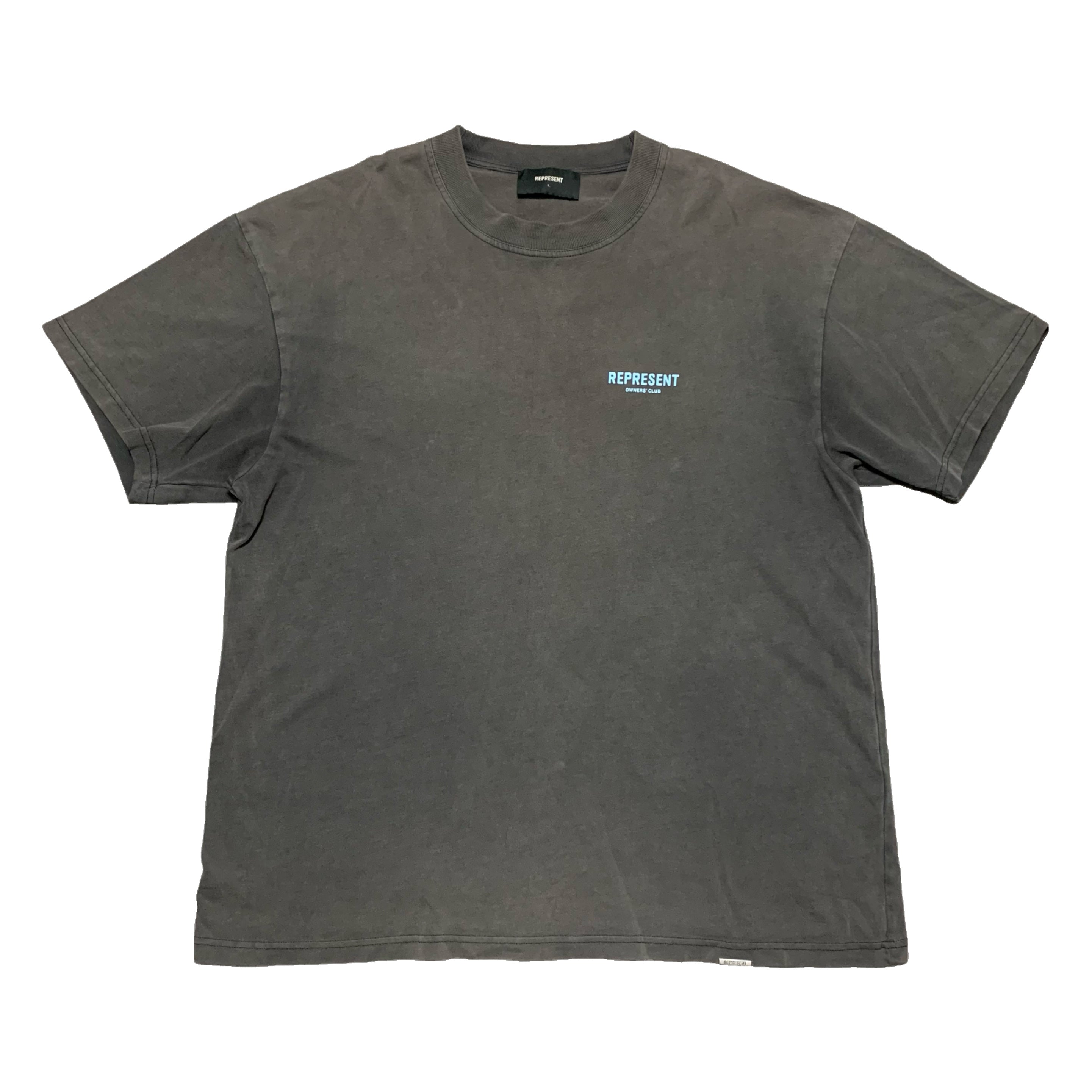 Represent Large Owners Club Vintage Grey Tee Blue Graphic