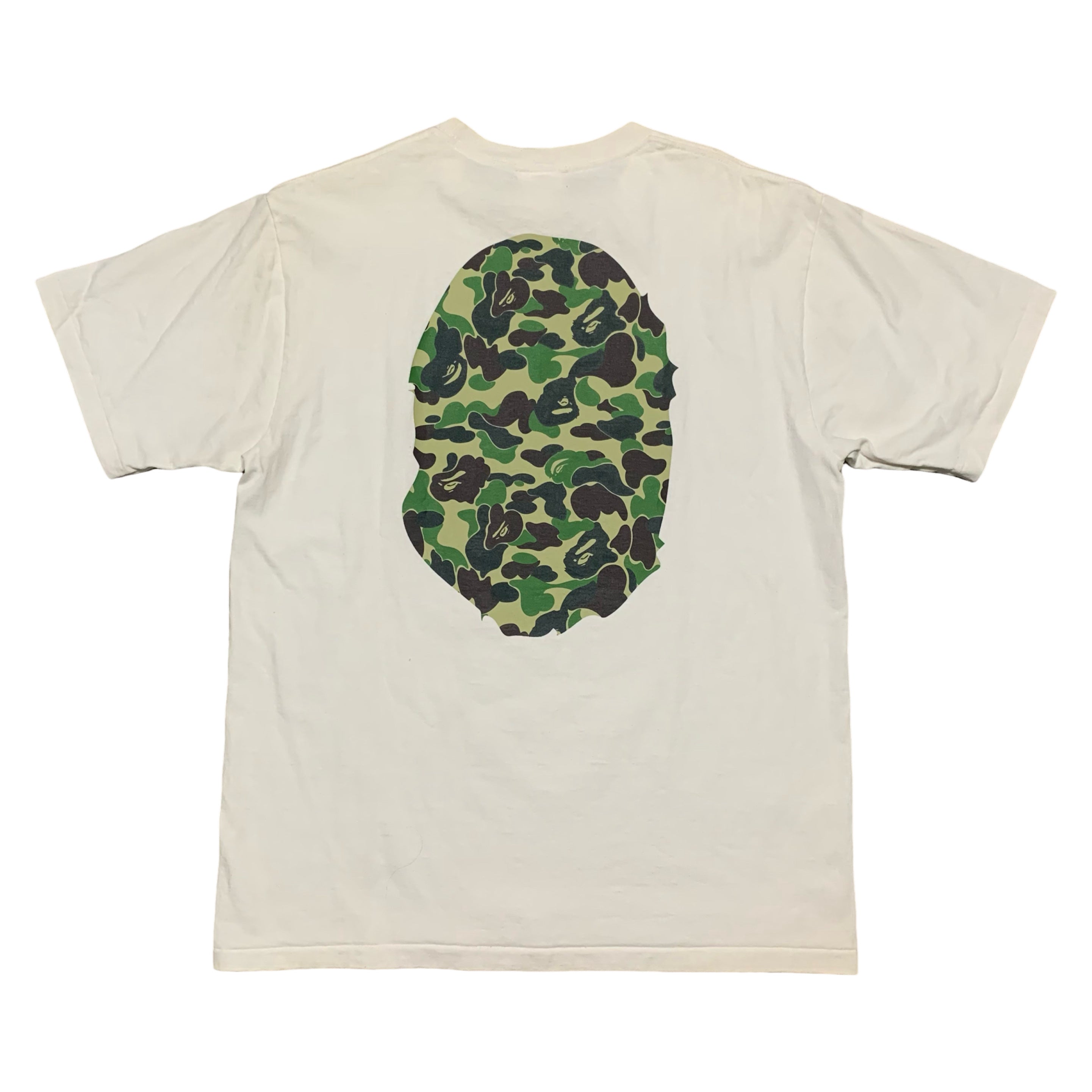 Bape XL Big Ape Head Green ABC Camo White Tee A Bathing Ape