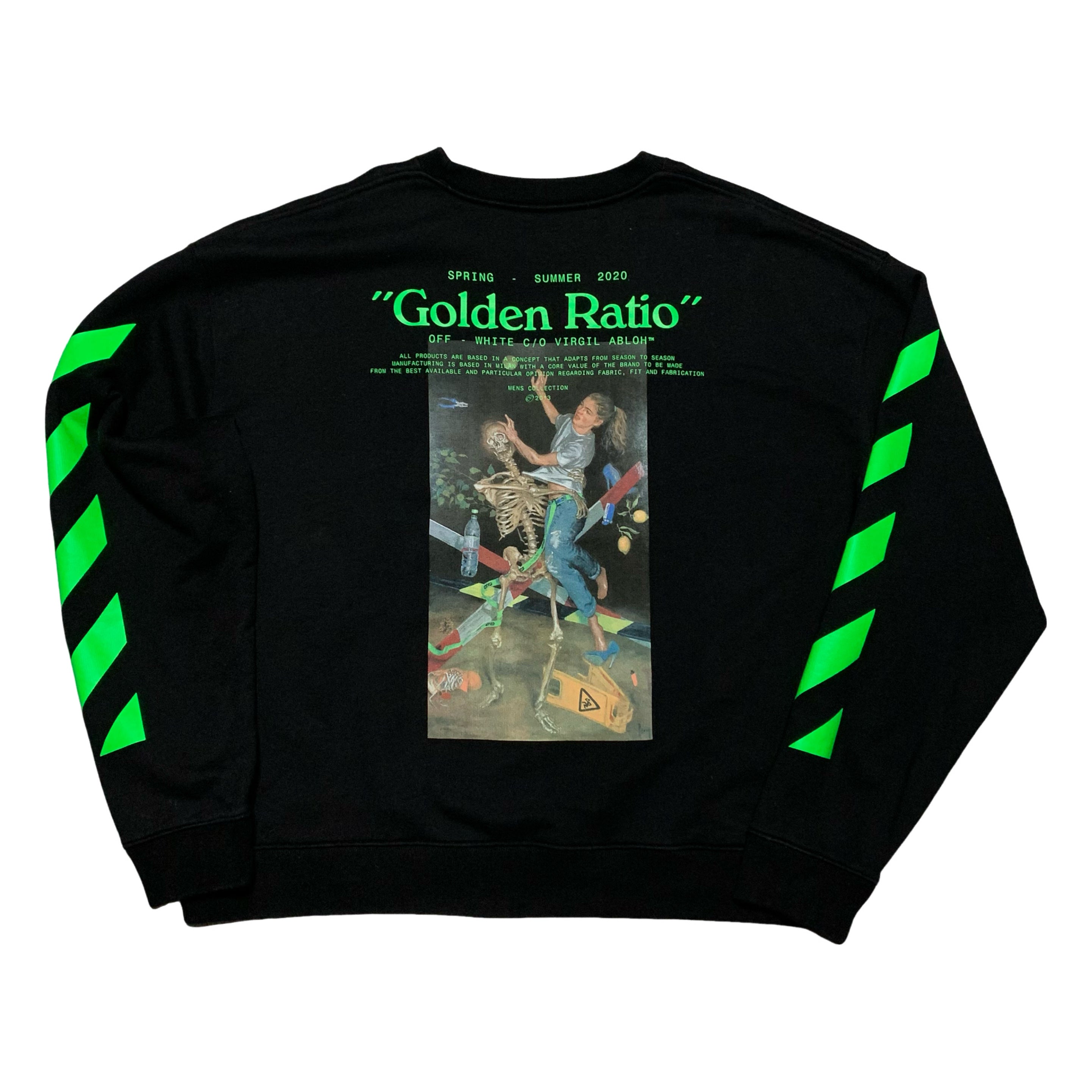 Off White XXL Golden Ratio Black Sweatshirt Crewneck Skeleton Virgil Abloh