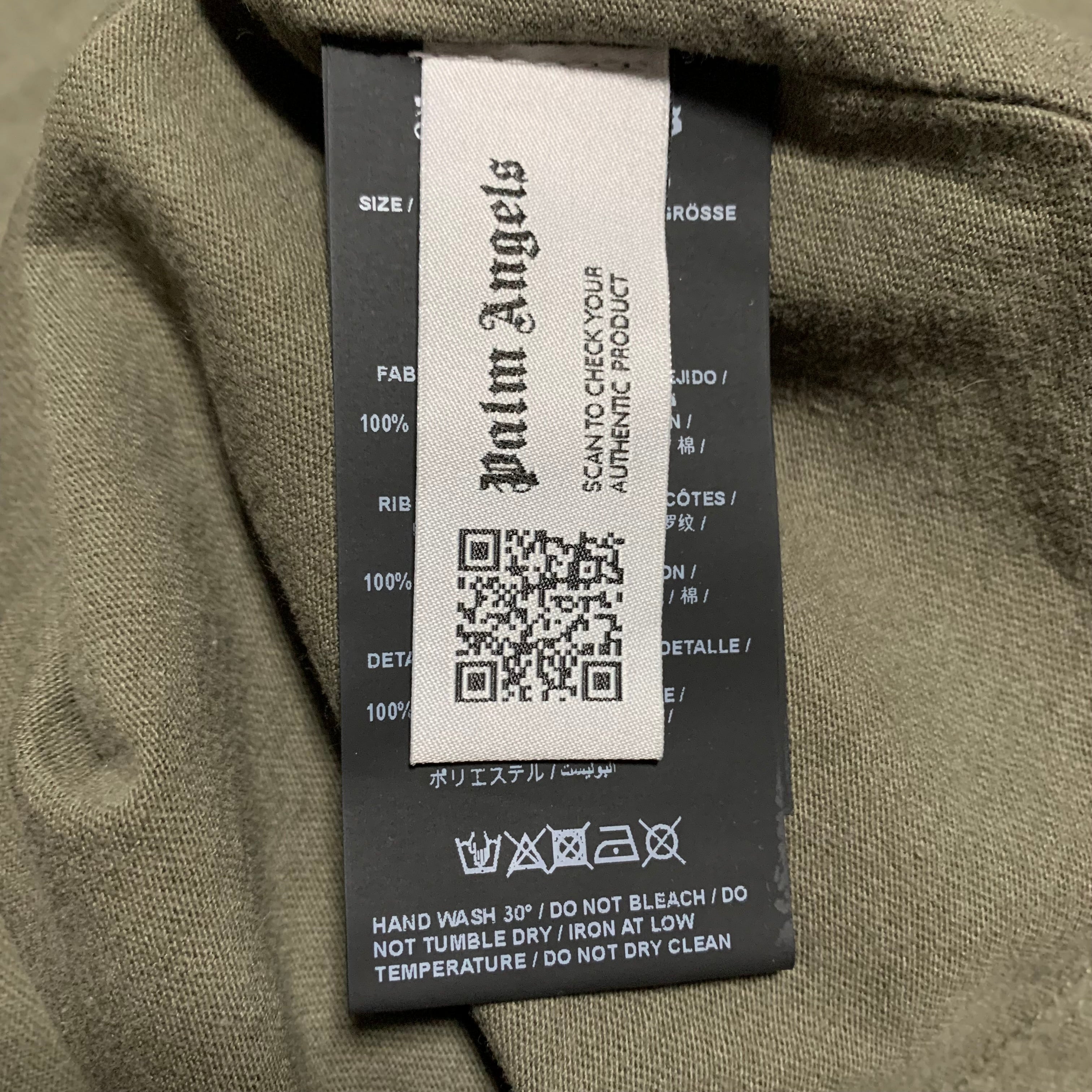 Palm Angels Medium Seasonal Logo Inside Out Military Khaki Green Tee