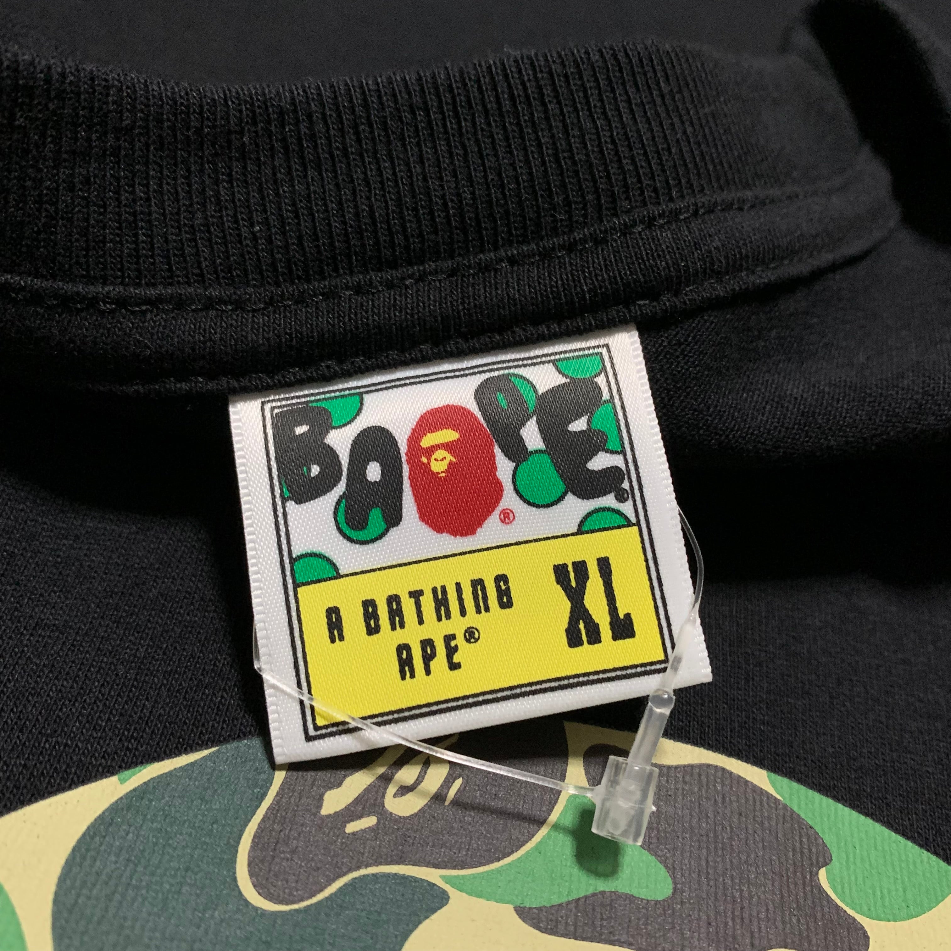 Bape XL Baby Milo Green ABC Camo Black Tee A Bathing Ape