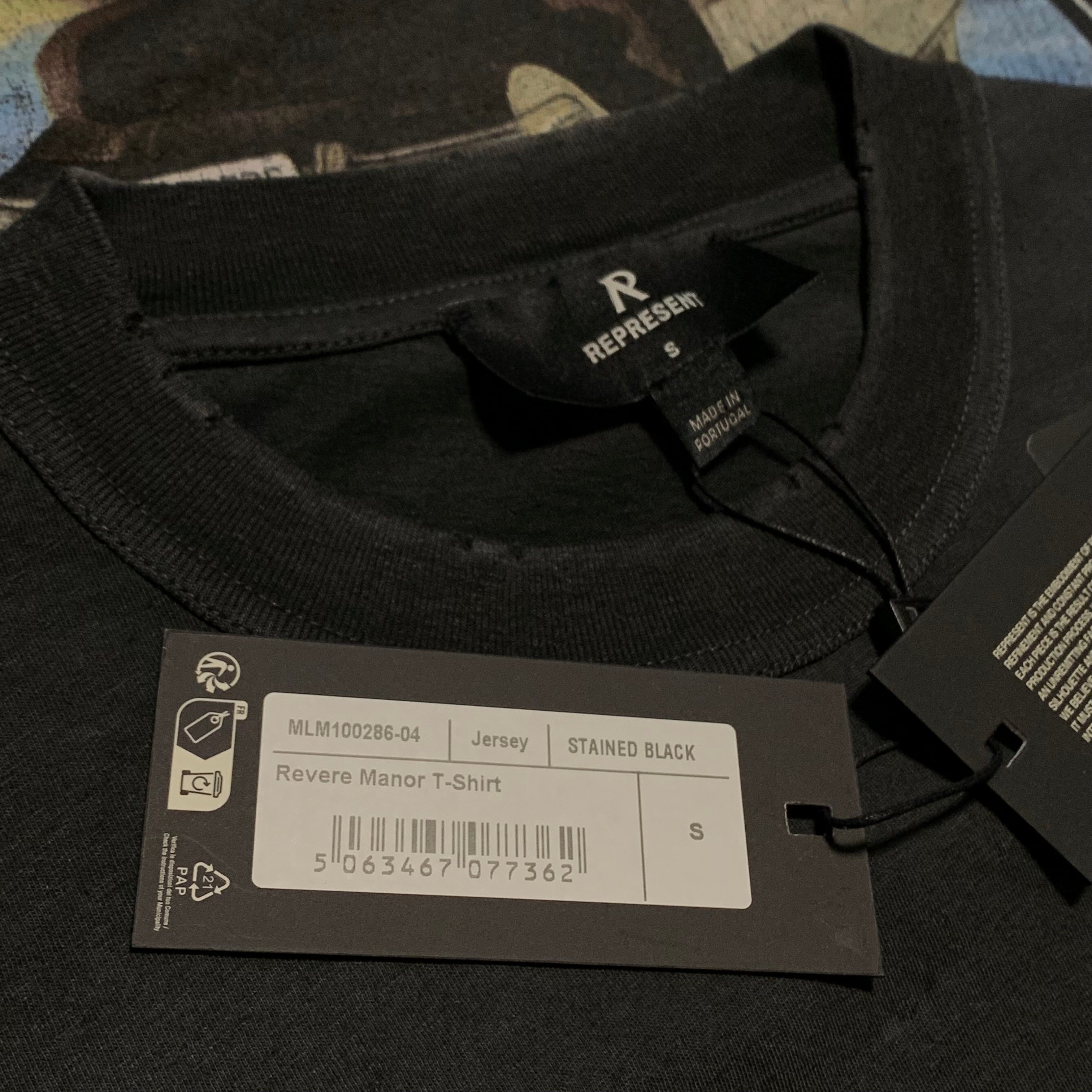 Represent Small Revere Manor Stained Black Tee