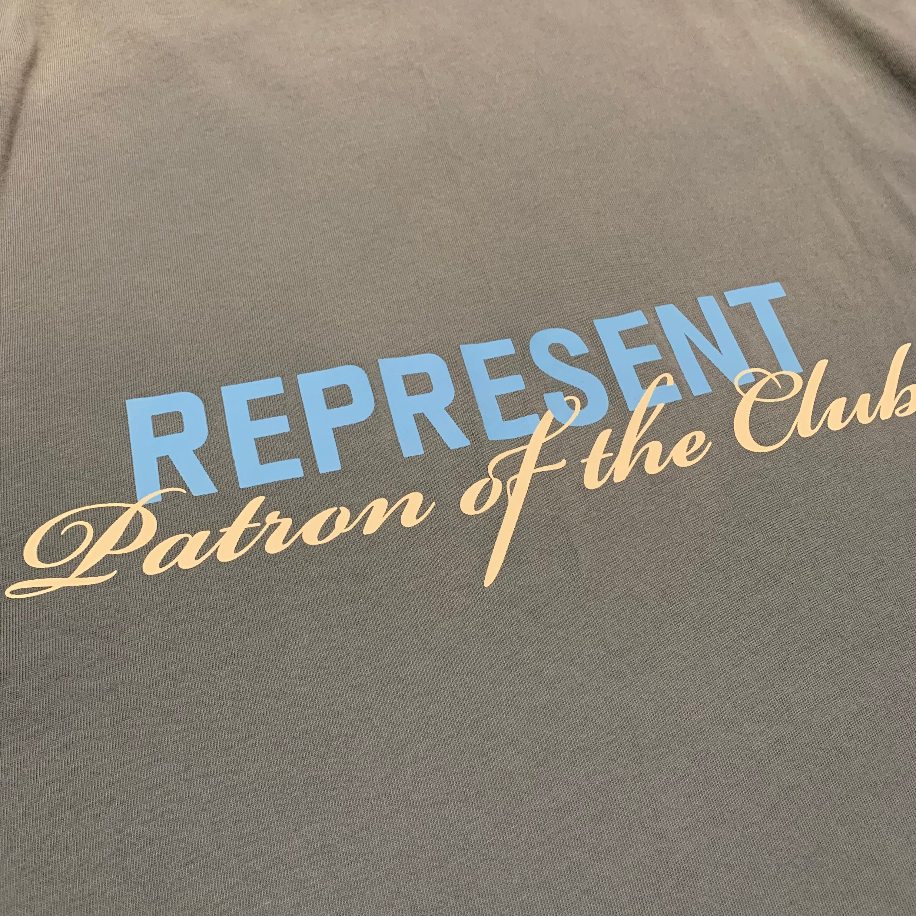 Represent Medium Patron Of The Club Washed Grey Tee Blue
