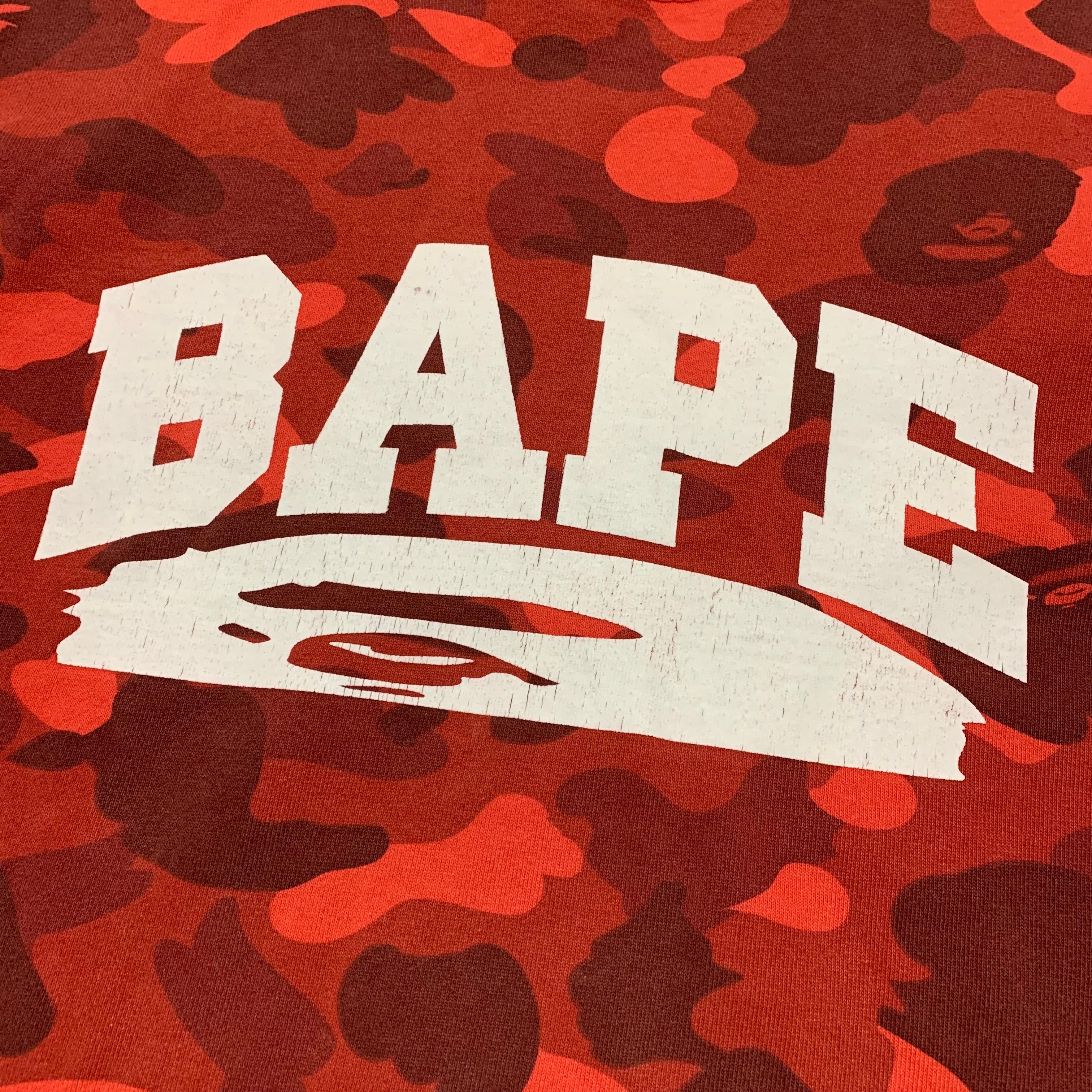 Bape Medium Red Camo Oversized Sweatshirt Crewneck Distressed A Bathing Ape