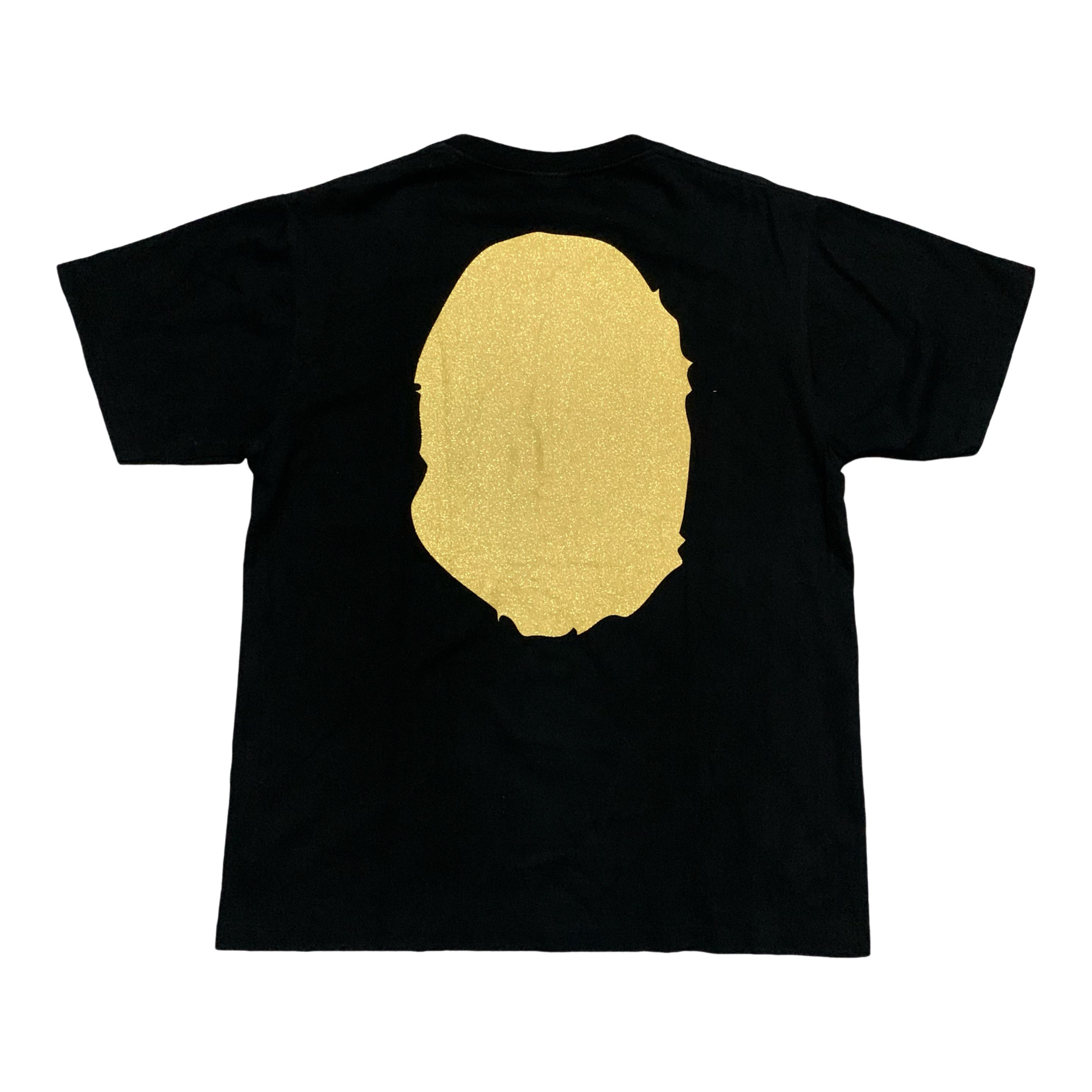 Bape Medium Gold Big Ape Head Black Tee A Bathing Ape