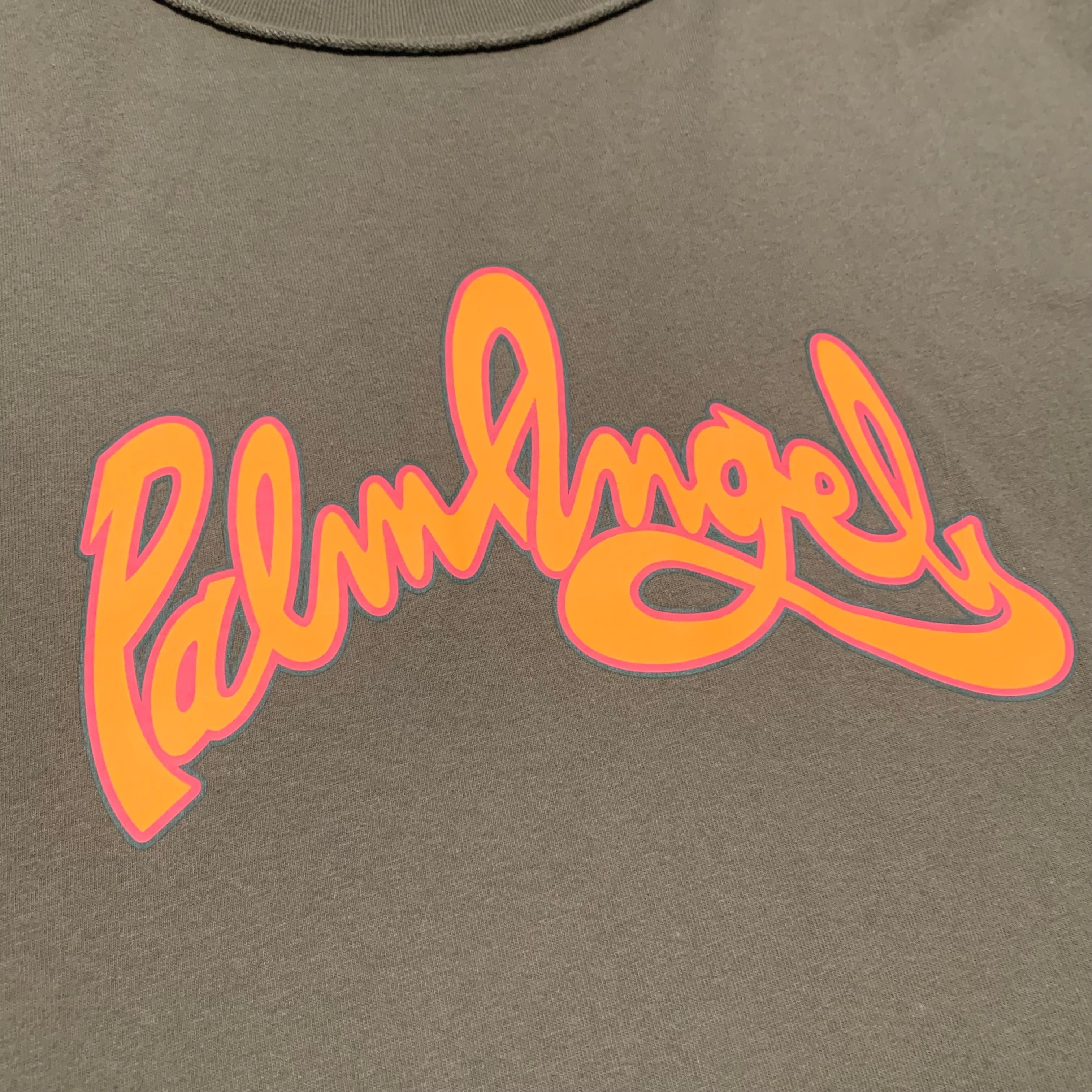 Palm Angels Medium Seasonal Logo Inside Out Military Khaki Green Tee