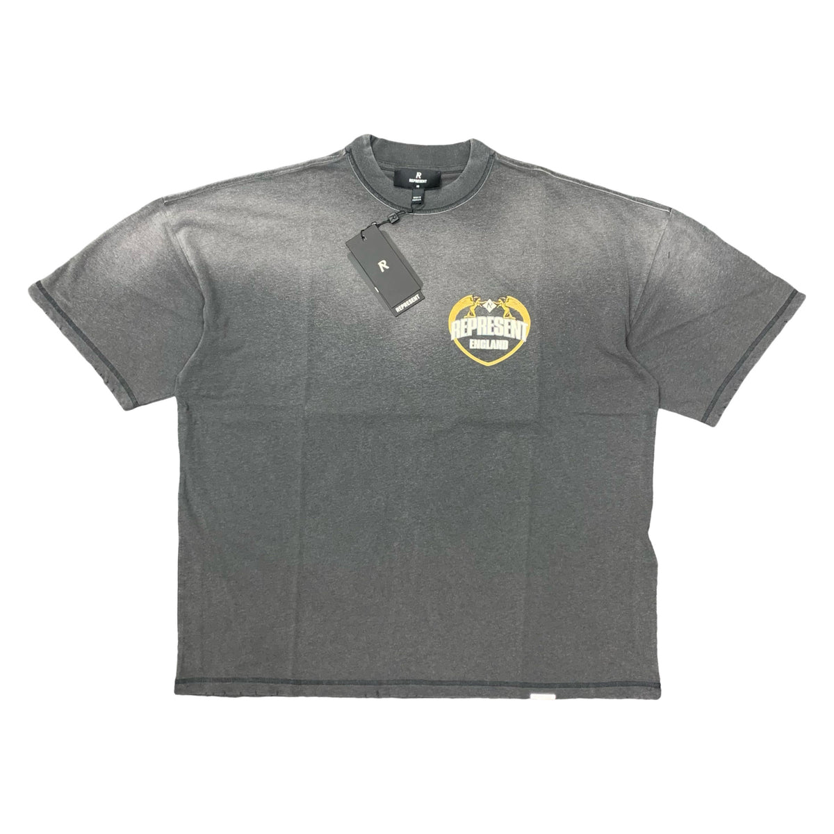 Represent XS Tee Angel Border Stained Black T-Shirt