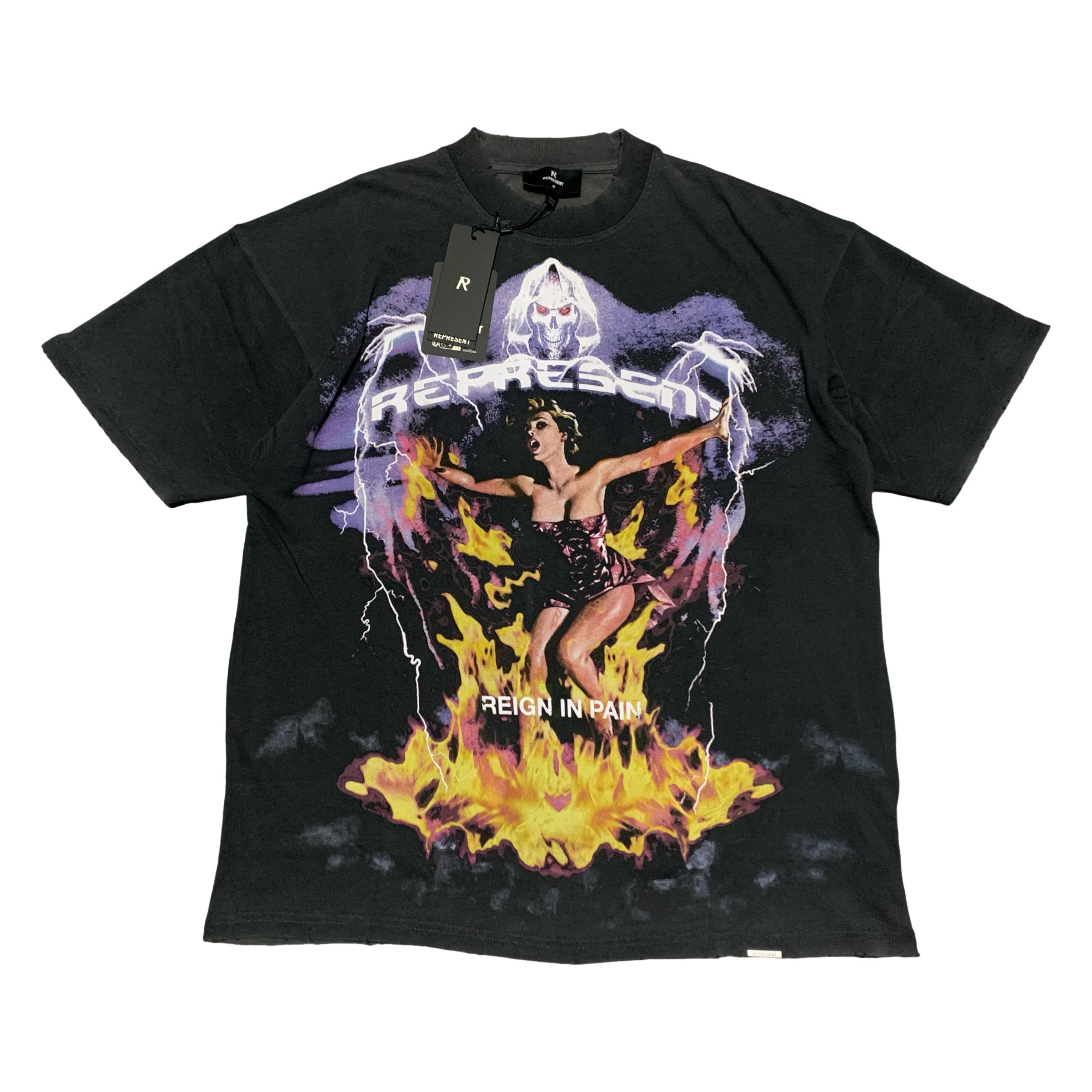 Represent Medium Spirit Reaper Vintage Black Tee