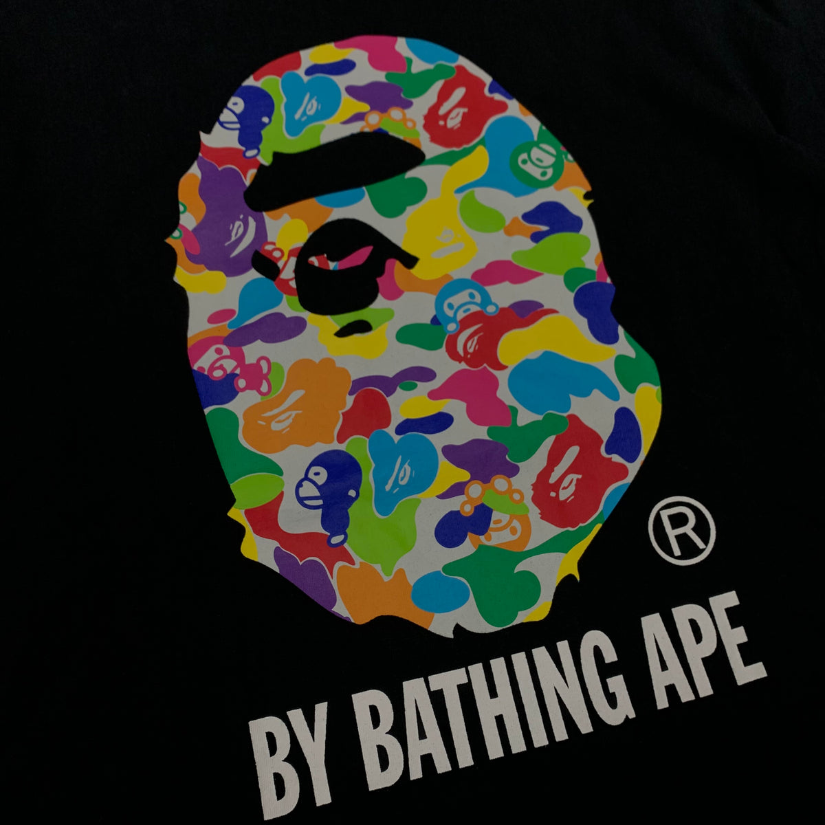 Bape Medium Tee Big Ape Head Multi Camo Baby Milo Black T-Shirt A Bathing Ape