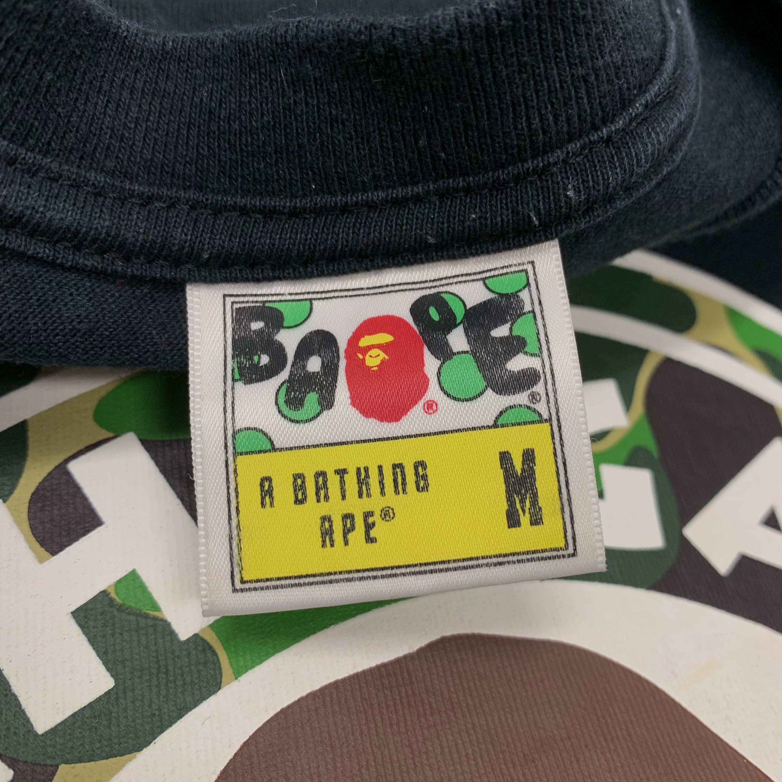 Bape Medium Tee Busy Works Green ABC Black T-Shirt A Bathing Ape