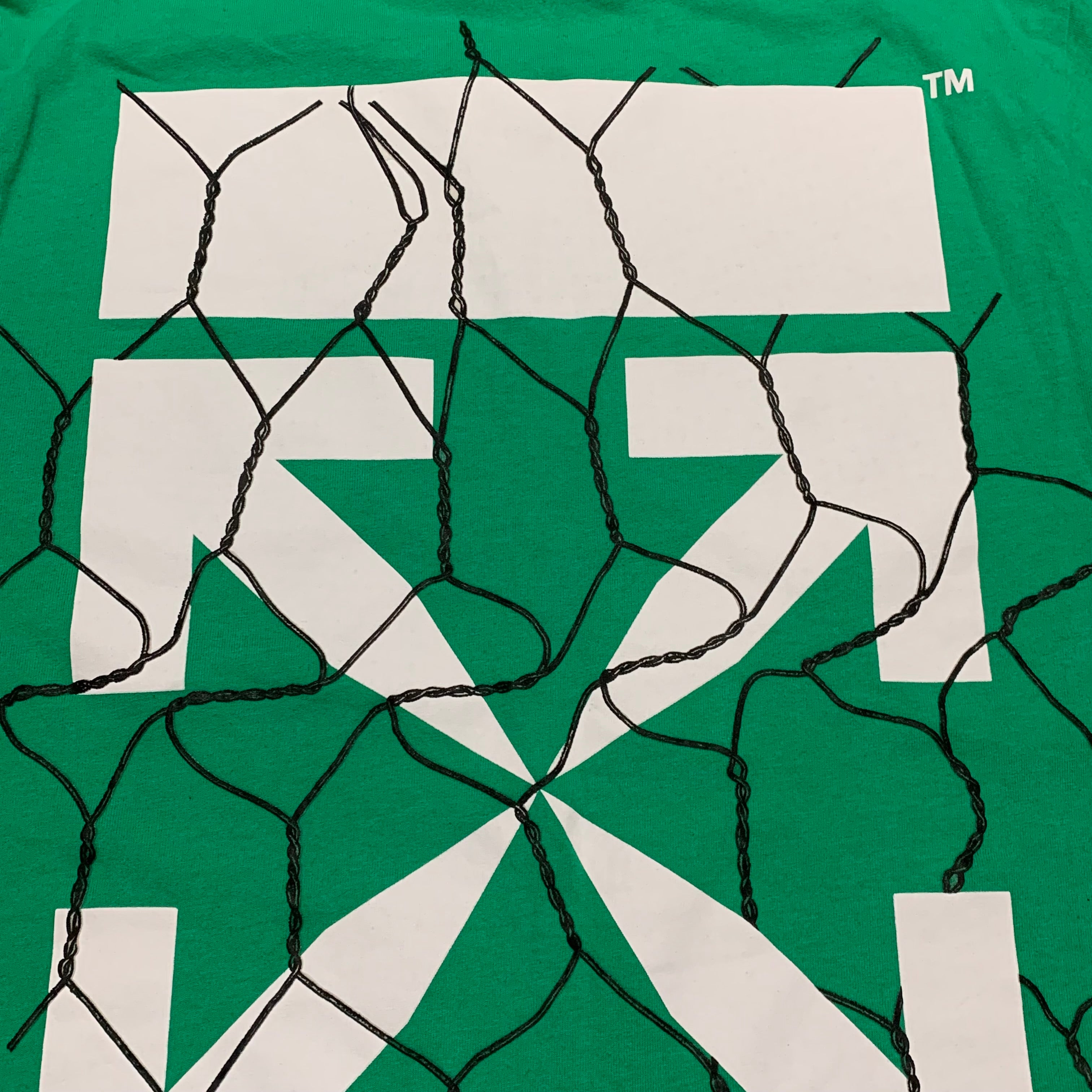 Off White Small Tee Fence Arrows Green T-Shirt Virgil Abloh