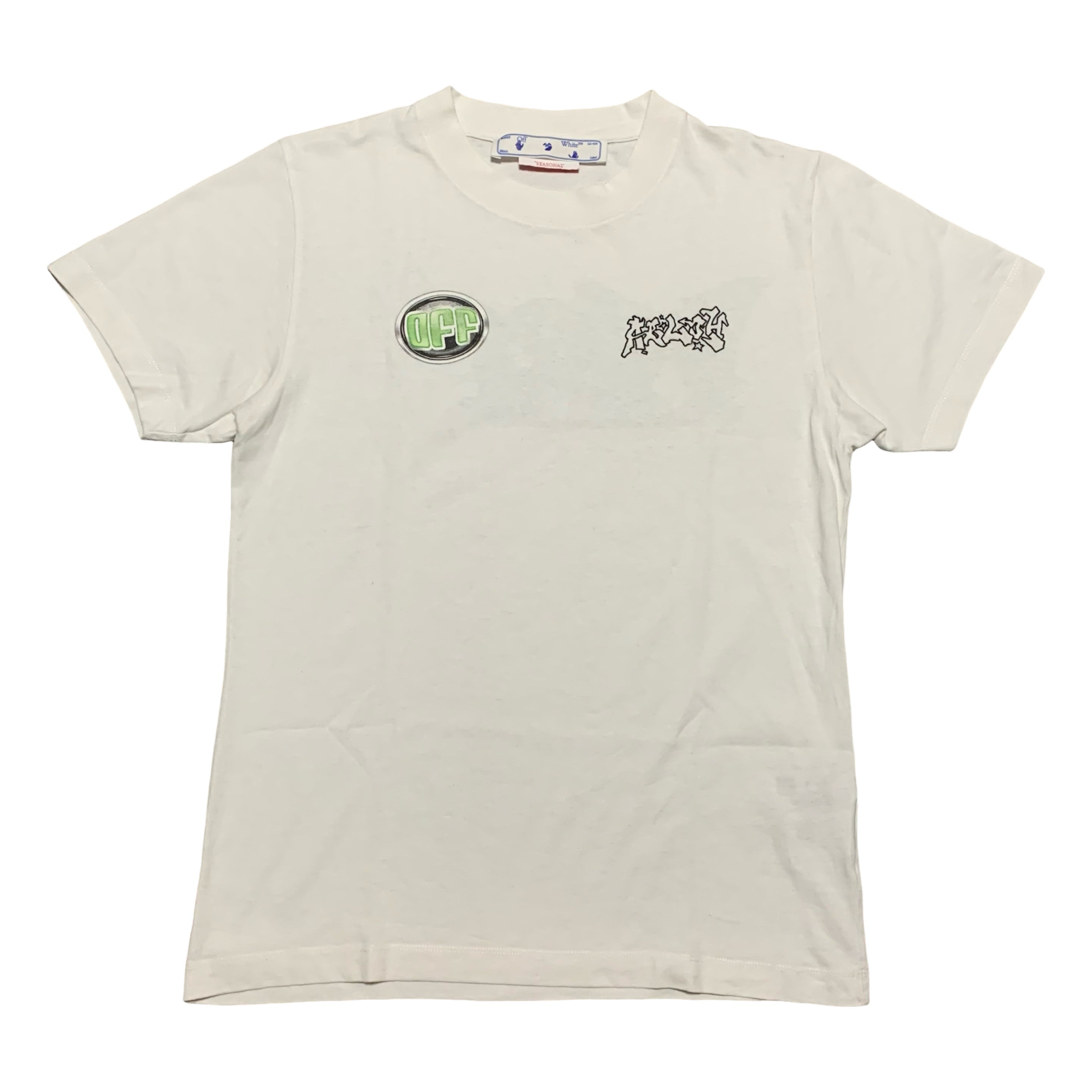 Off White Small Weed Graphic White Tee Virgil Abloh