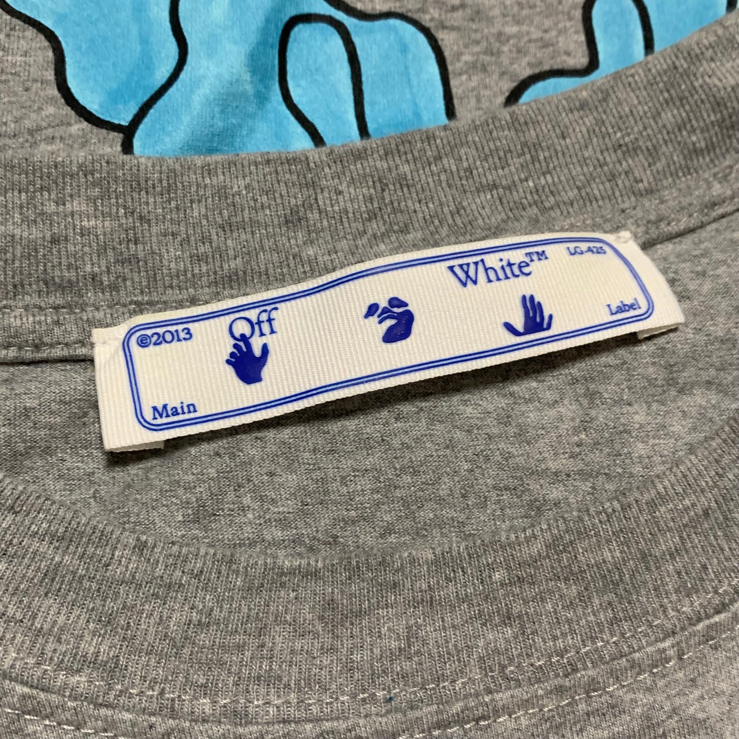 Off White Large Blue Marker Grey Tee Virgil Abloh