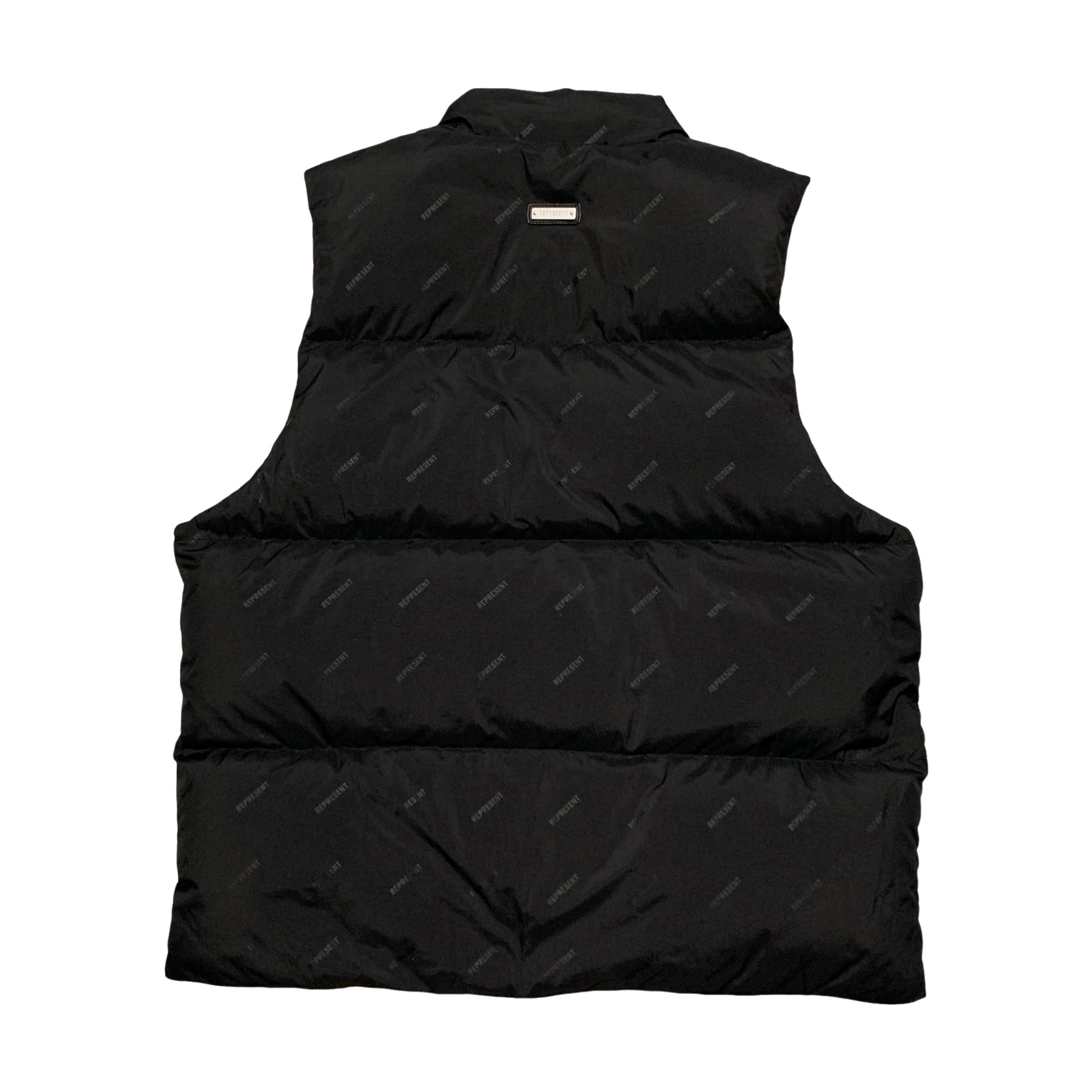 Represent Small Puffer Gilet Vest Black All Over Logo 2022