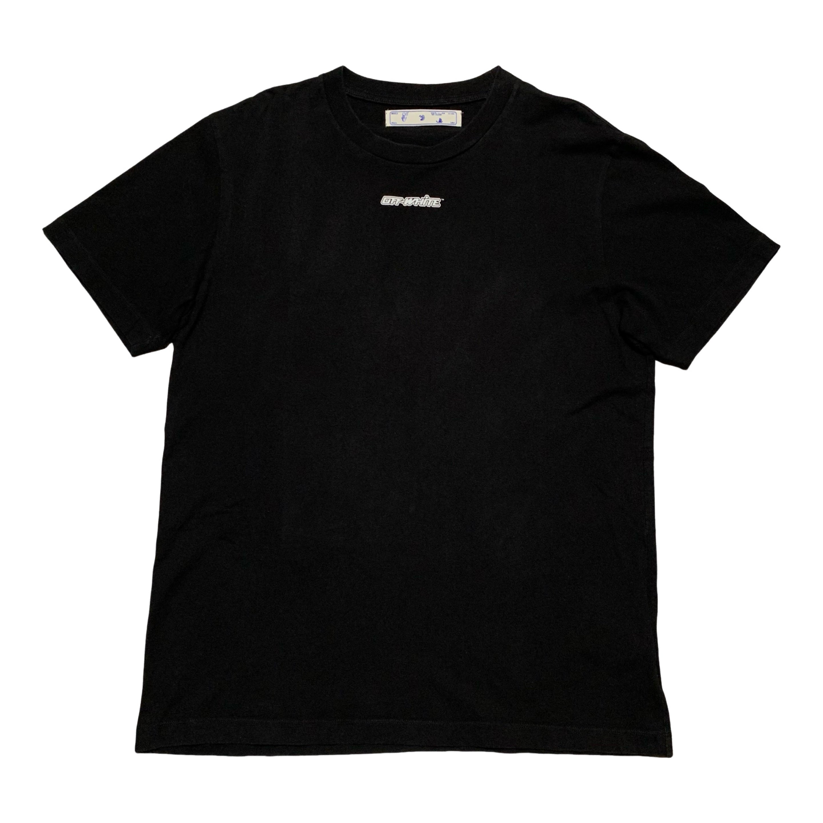 Off White Large Marker Arrows Black Tee Virgil Abloh Blue Graphic