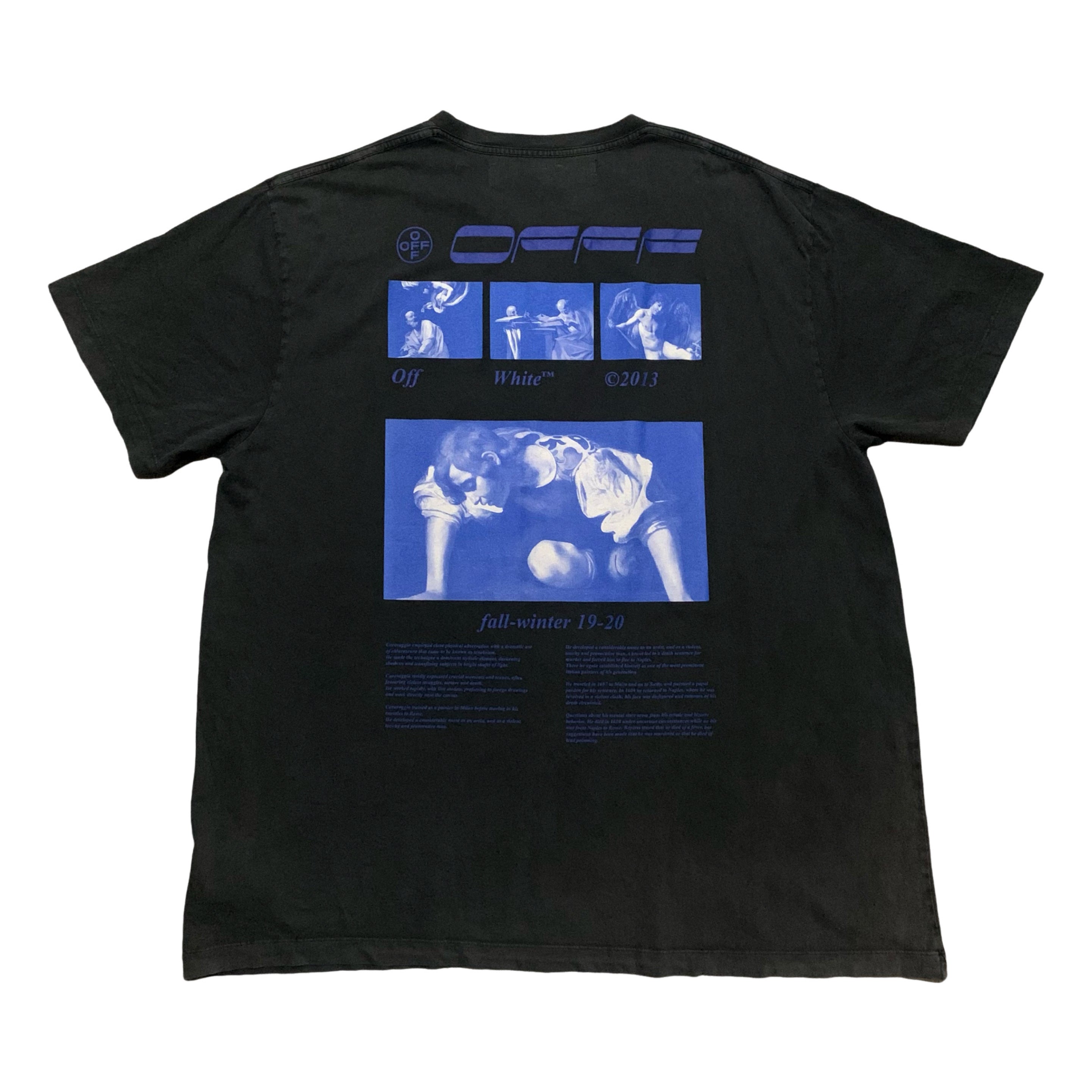 Off White Large Hardcore Caravaggio Black Tee Oversized Virgil Abloh (OMAA038F19185009)