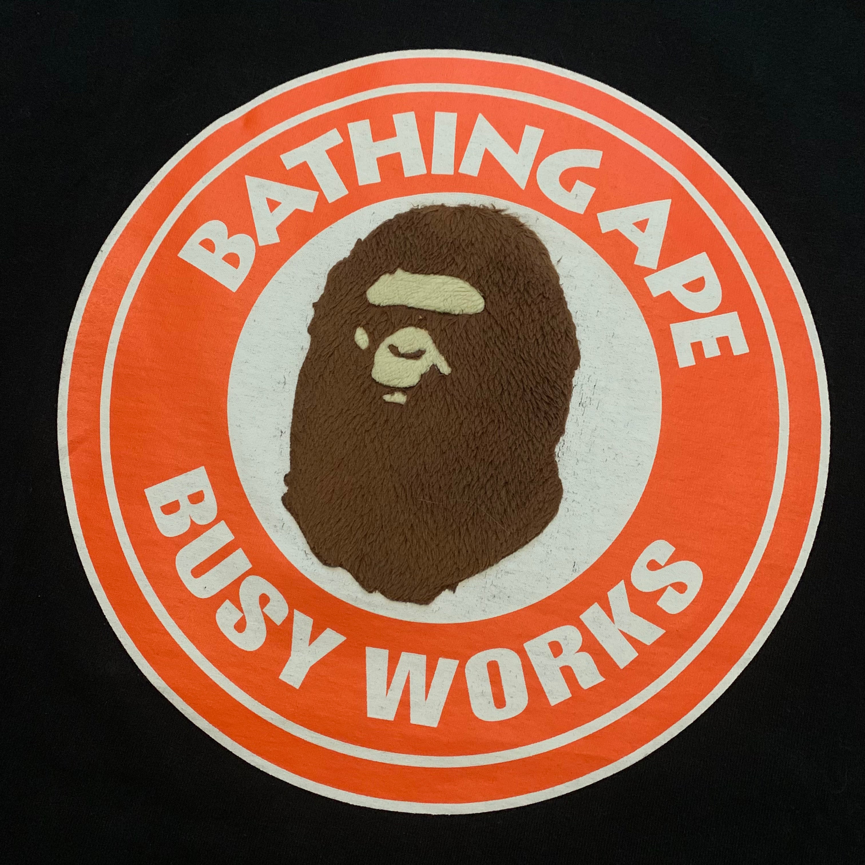 Bape Medium Busy Works Fur Ape Head Black Tee Exclusive