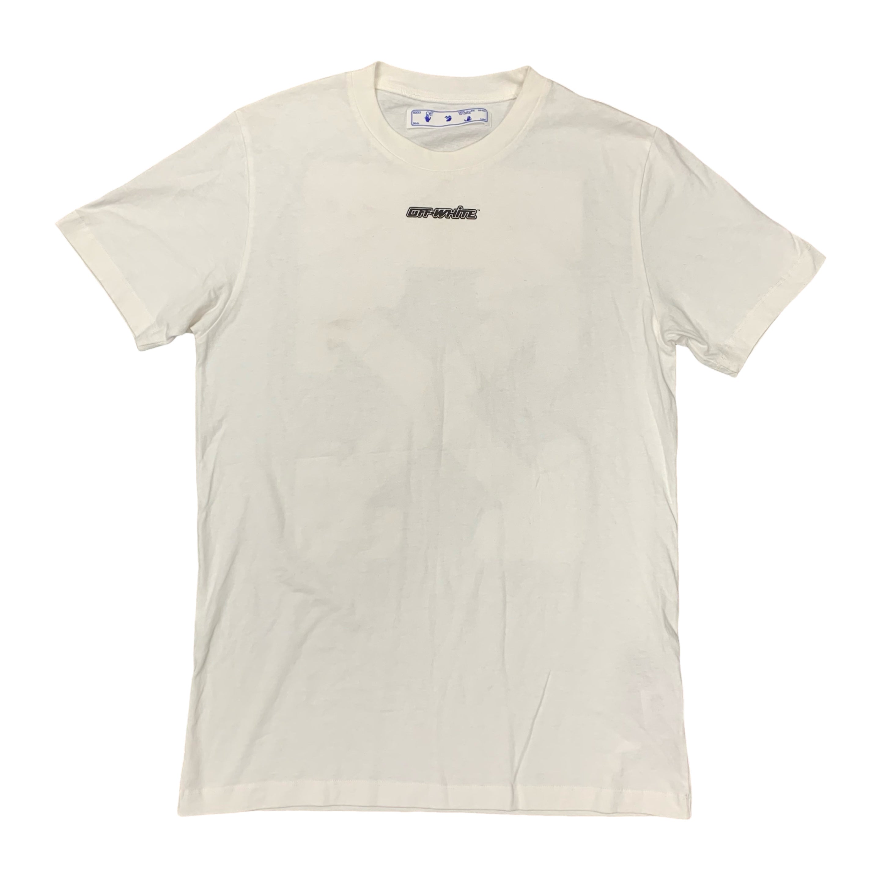 Off White Small Tee Blue Marker Arrows White T-Shirt Virgil Abloh