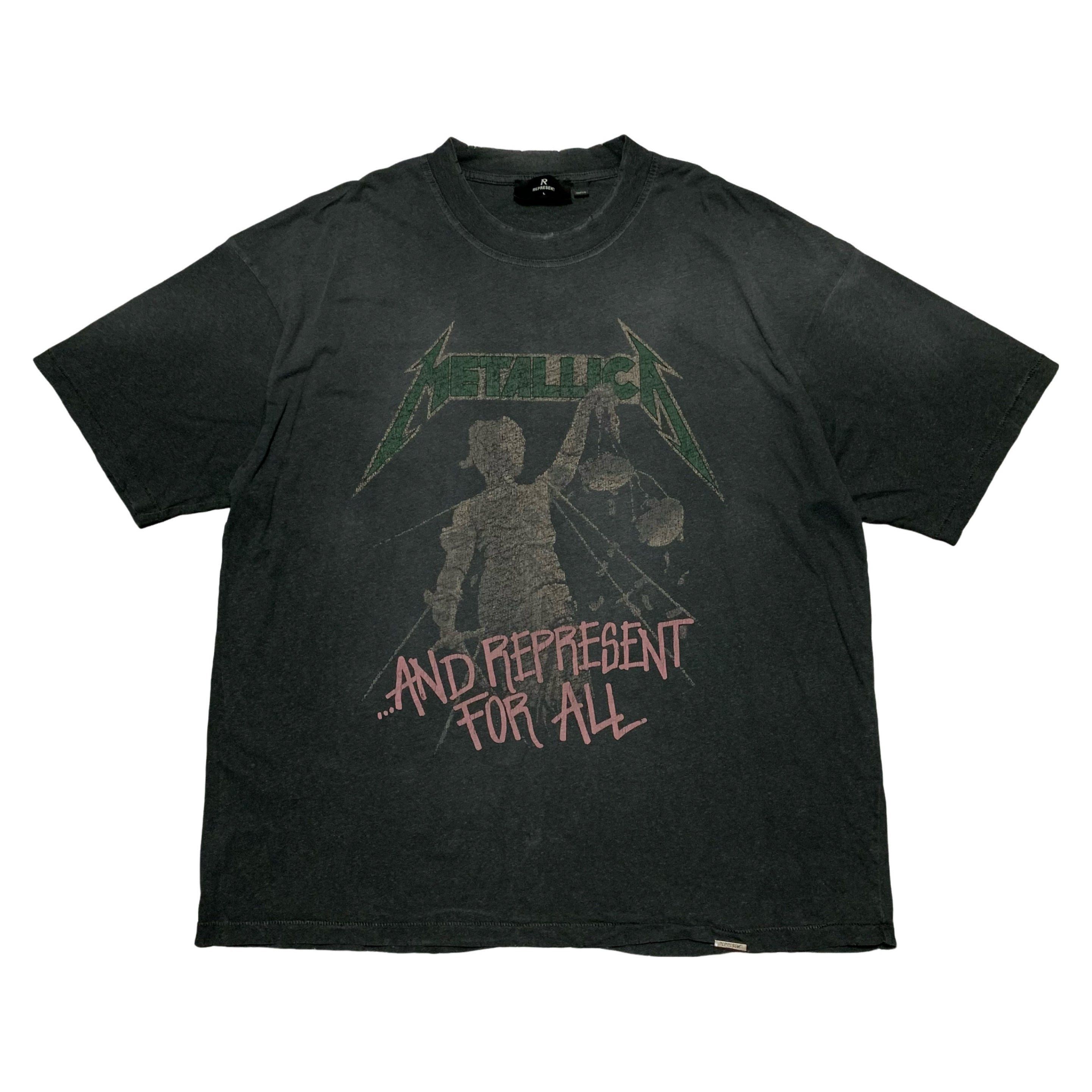Represent Large Metallica Justice Stained Black Tee