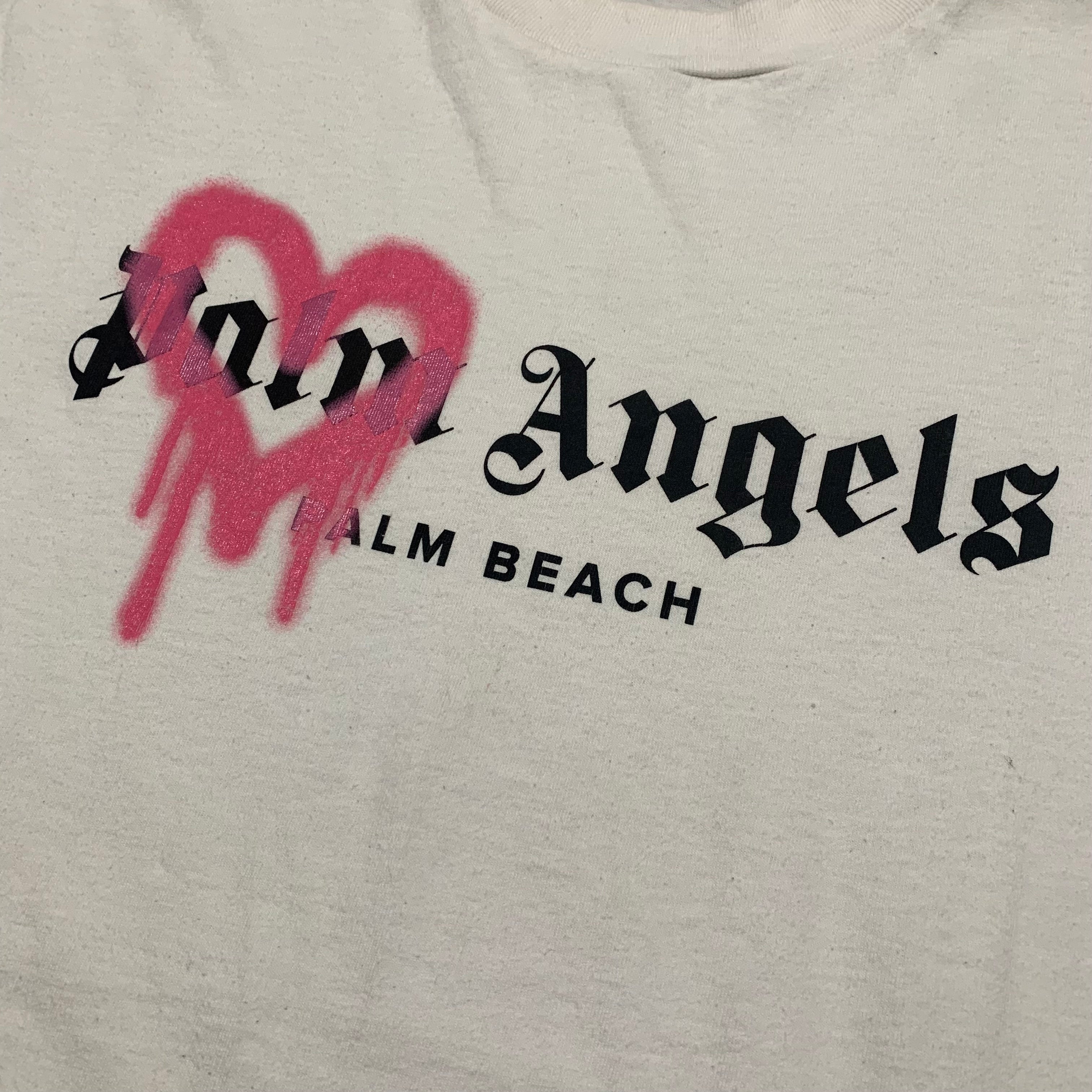 Palm Angels Medium Palm Beach Sprayed Heart White Tee