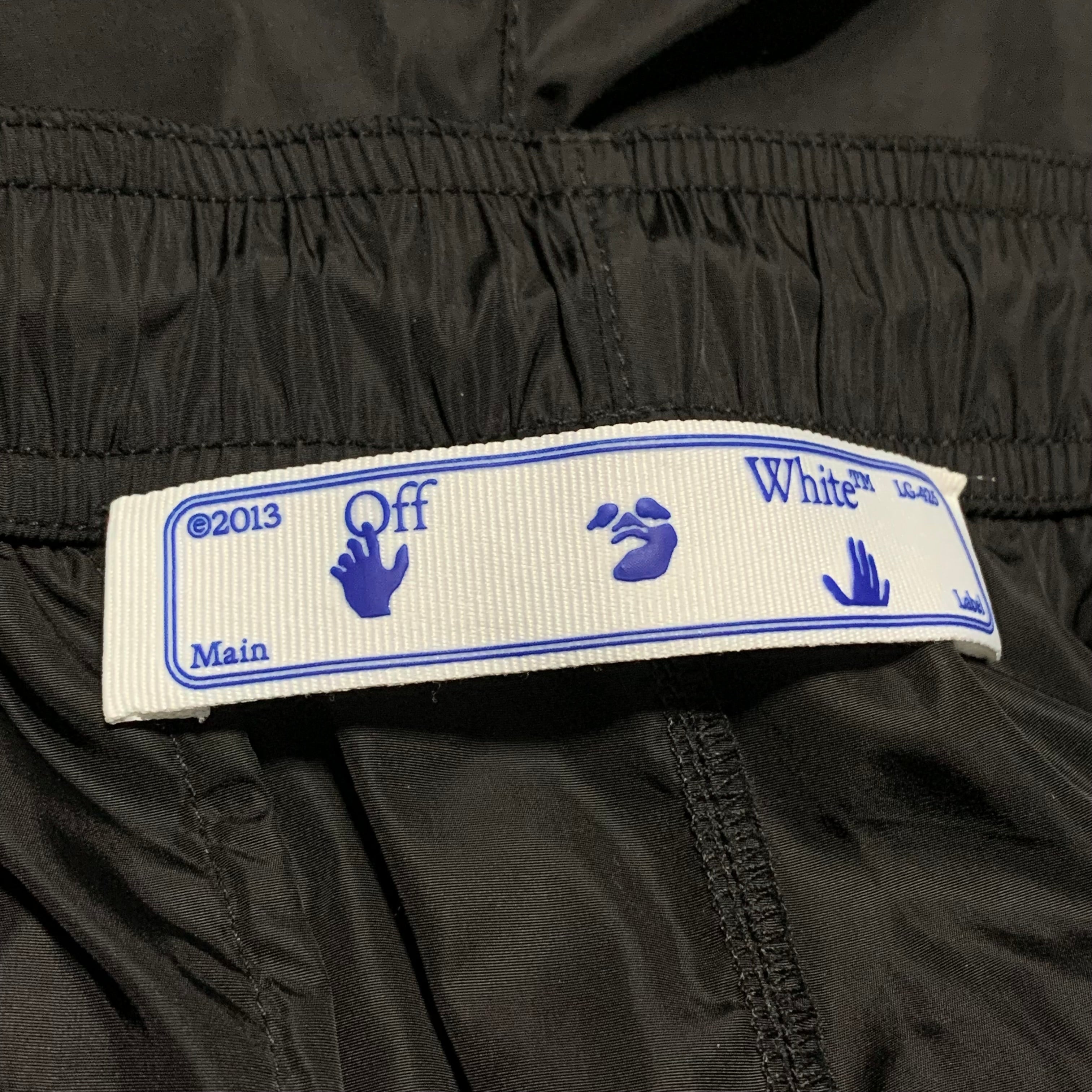 Off White Medium Track Pants Tape Black Nylon Black Bottoms Virgil Abloh