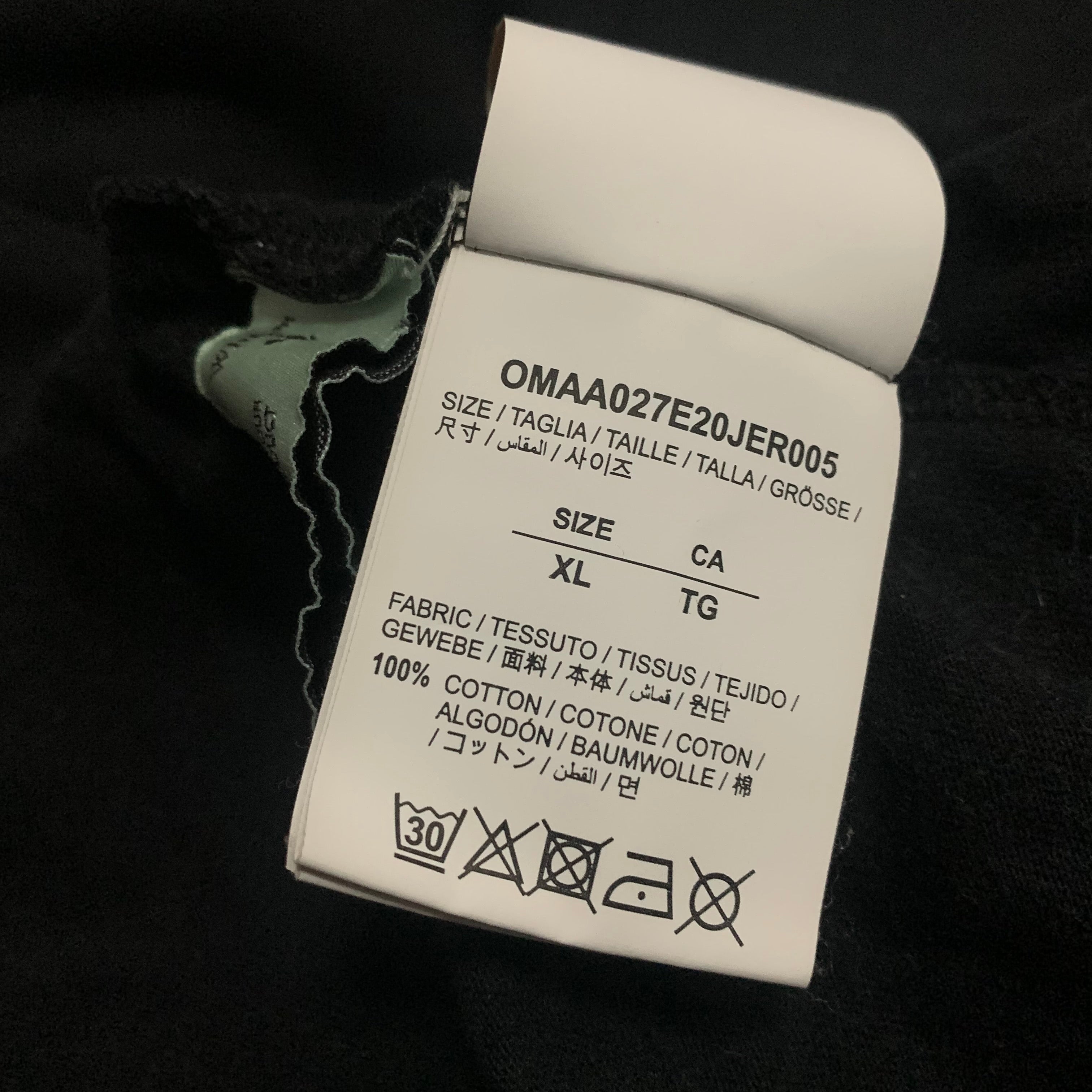 Off White XL Blue Marker Arrows Black Tee Virgil Abloh