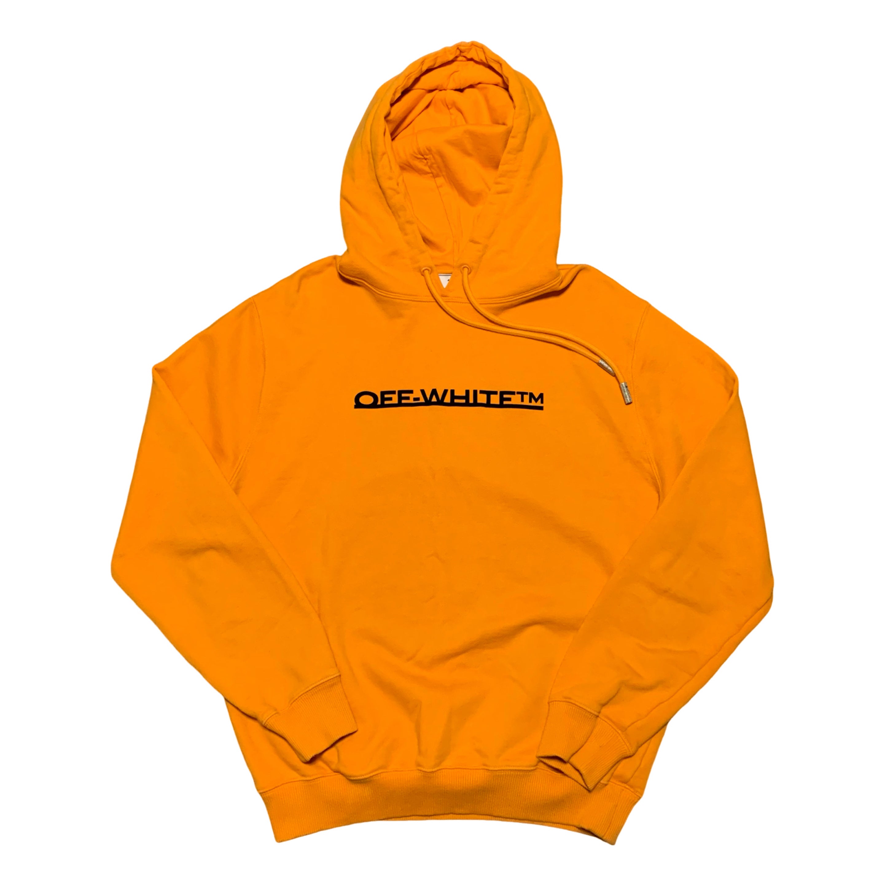 Off White Medium Underline Logo Orange Hoodie Virgil Abloh