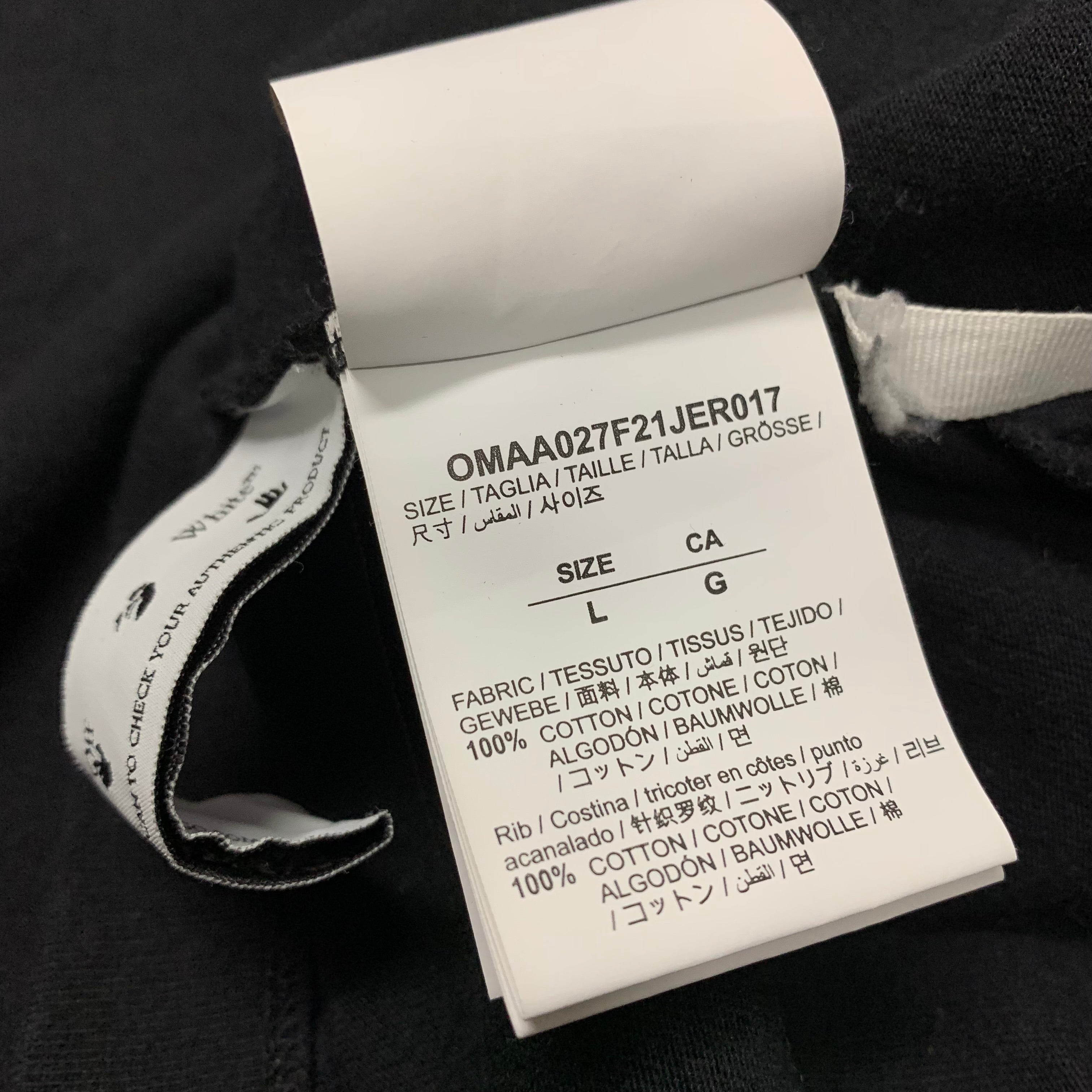 Off White Large Tee Acrylic Arrows Black T-Shirt Virgil Abloh