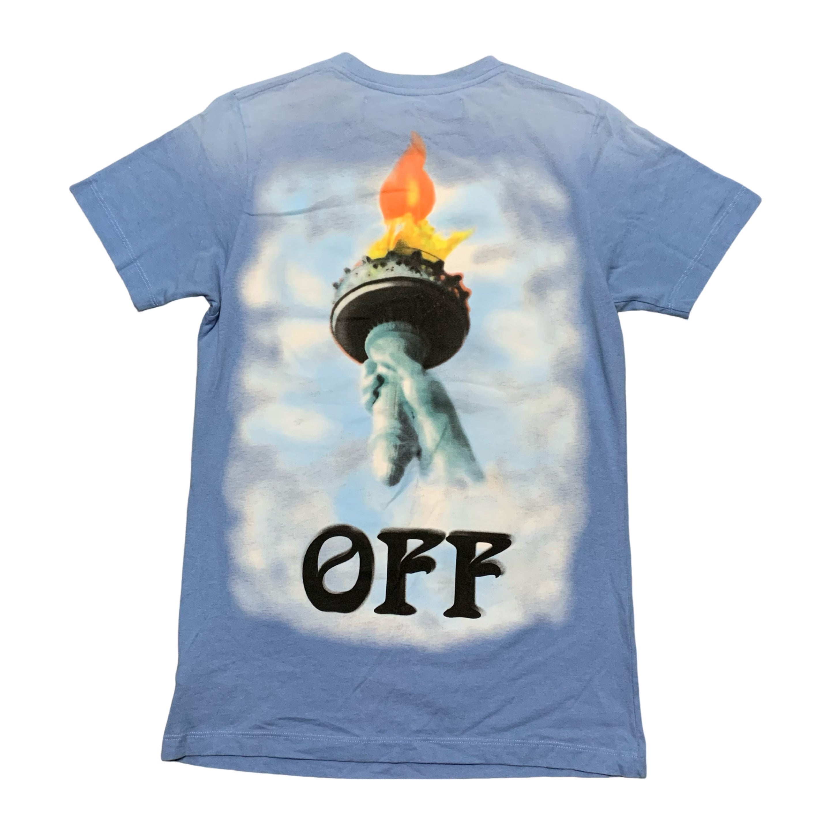 Off White XS Statue of Liberty Blue Tee Virgil Abloh