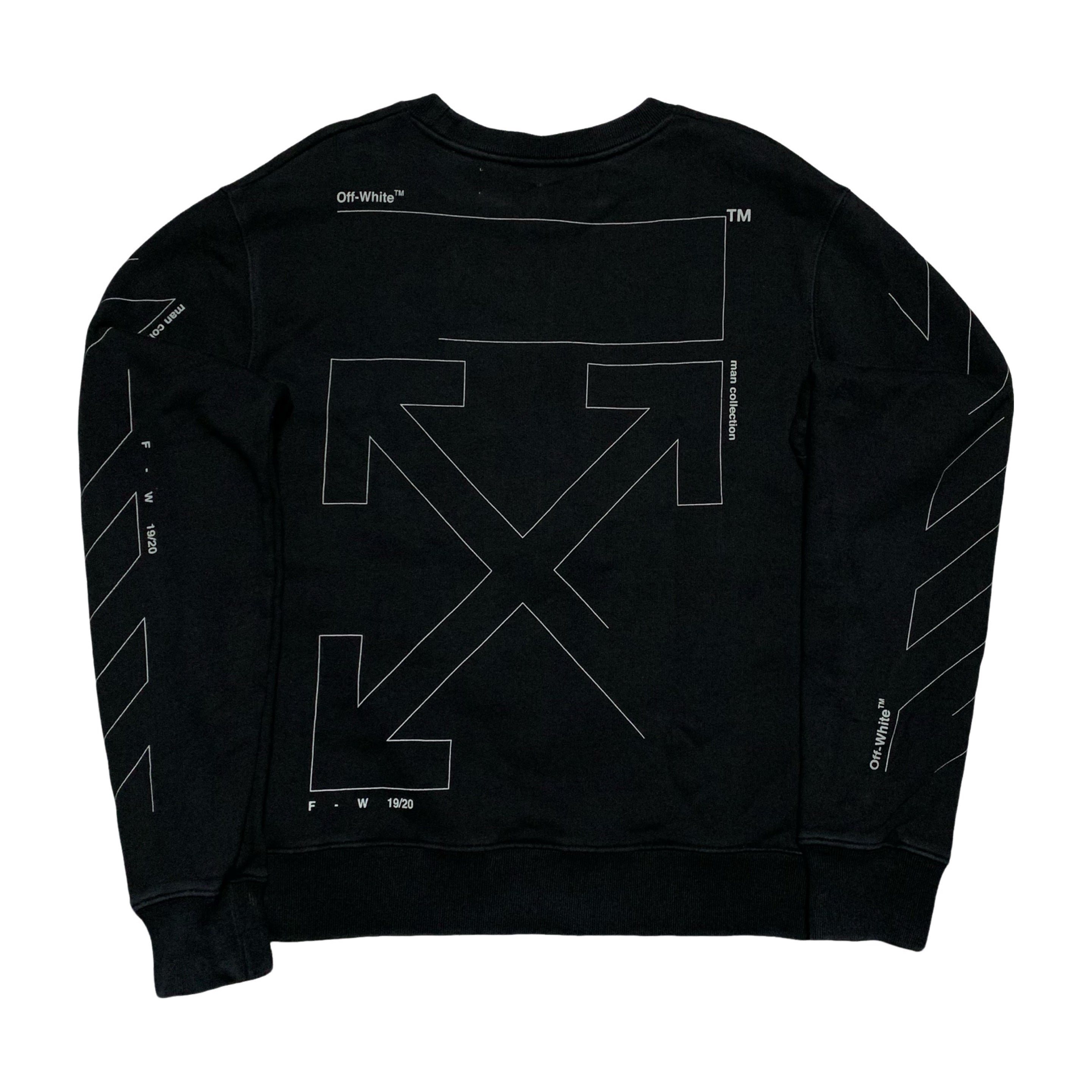 Off White Large Outline Arrows Black Sweatshirt Crewneck Virgil Abloh