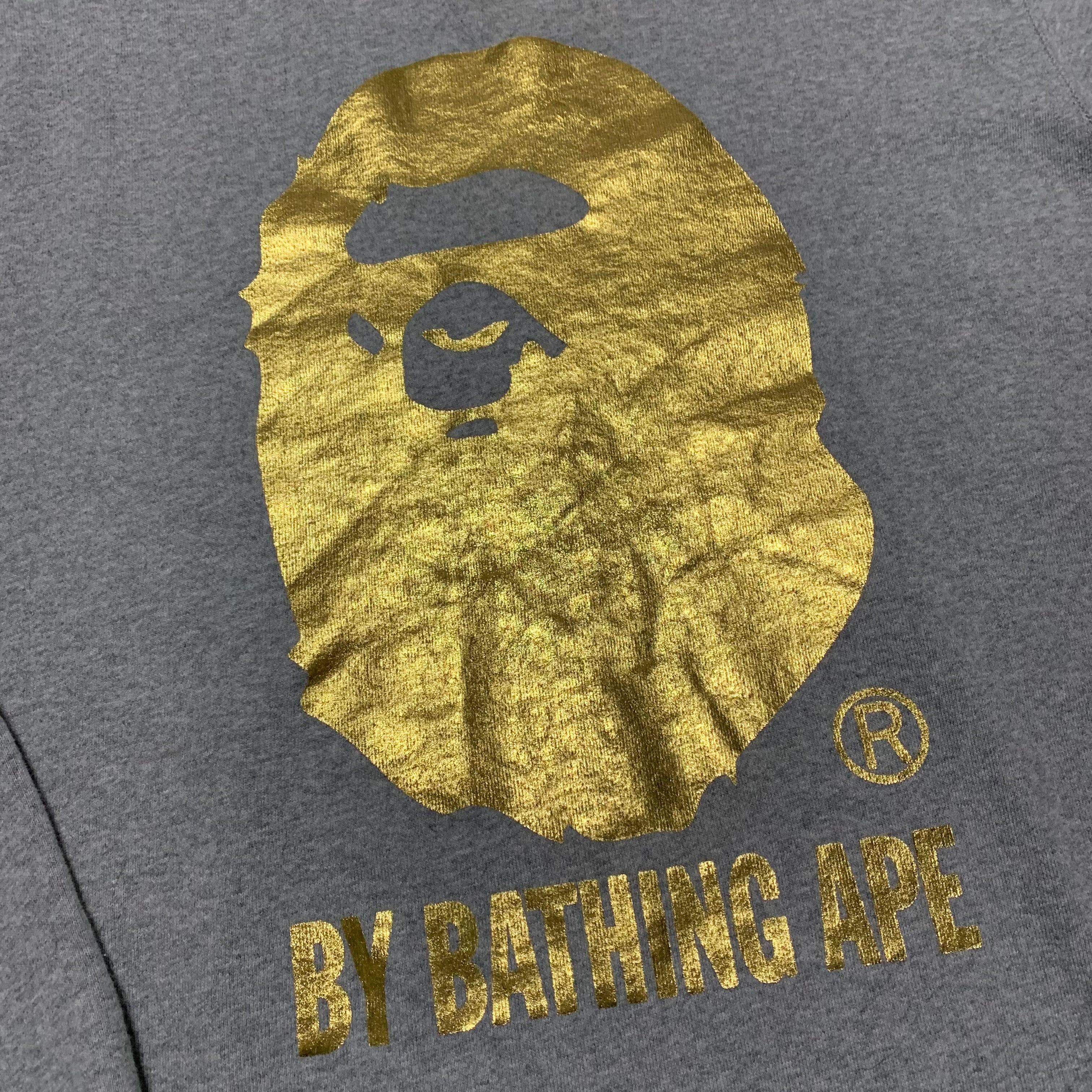 Bape Large Gold By Bathing Ape Grey Sweater Sweatshirt Crewneck A Bathing Ape