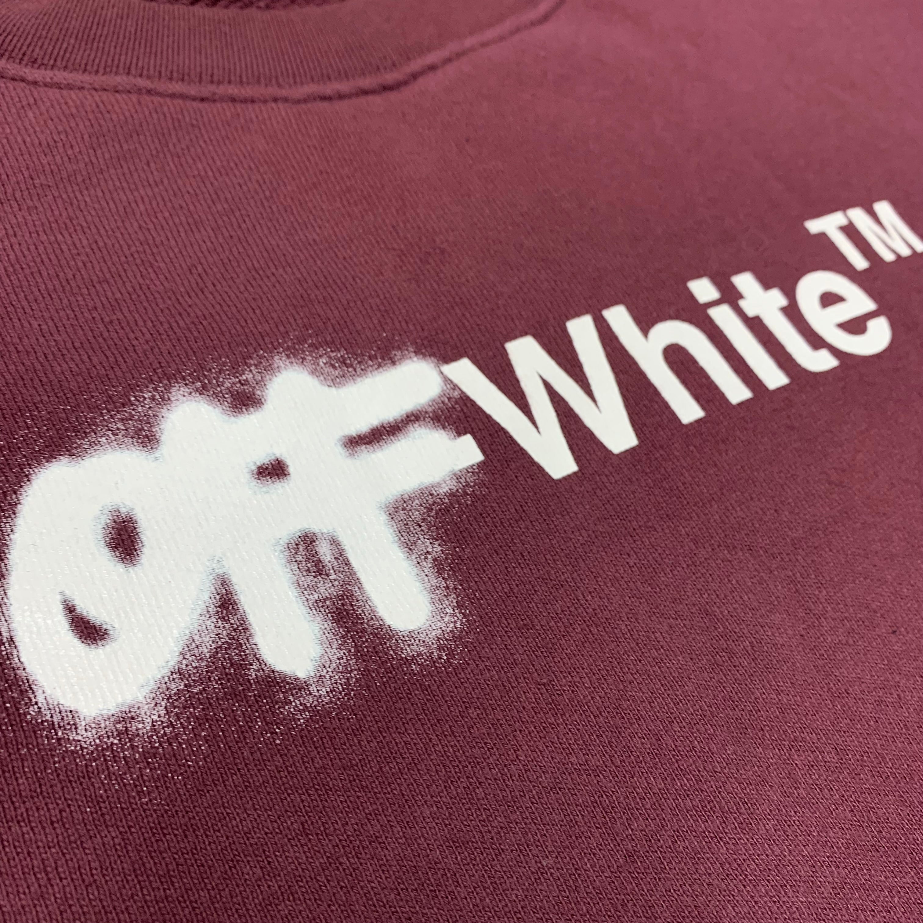 Off White Small Sweatshirt Off Graffiti Burgundy Red Crewneck Virgil Abloh