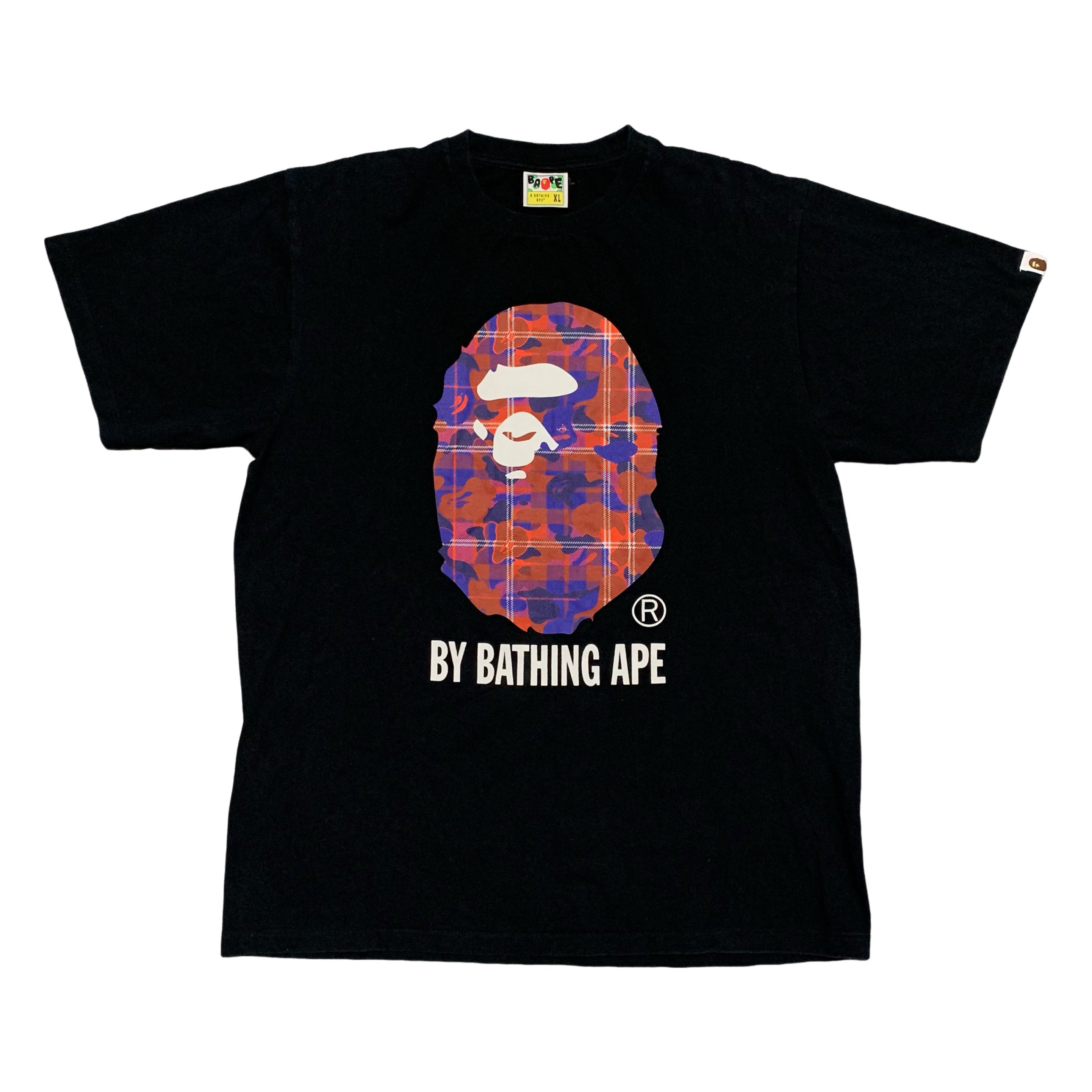 Bape XL Check By Bathing Ape Head Black Tee