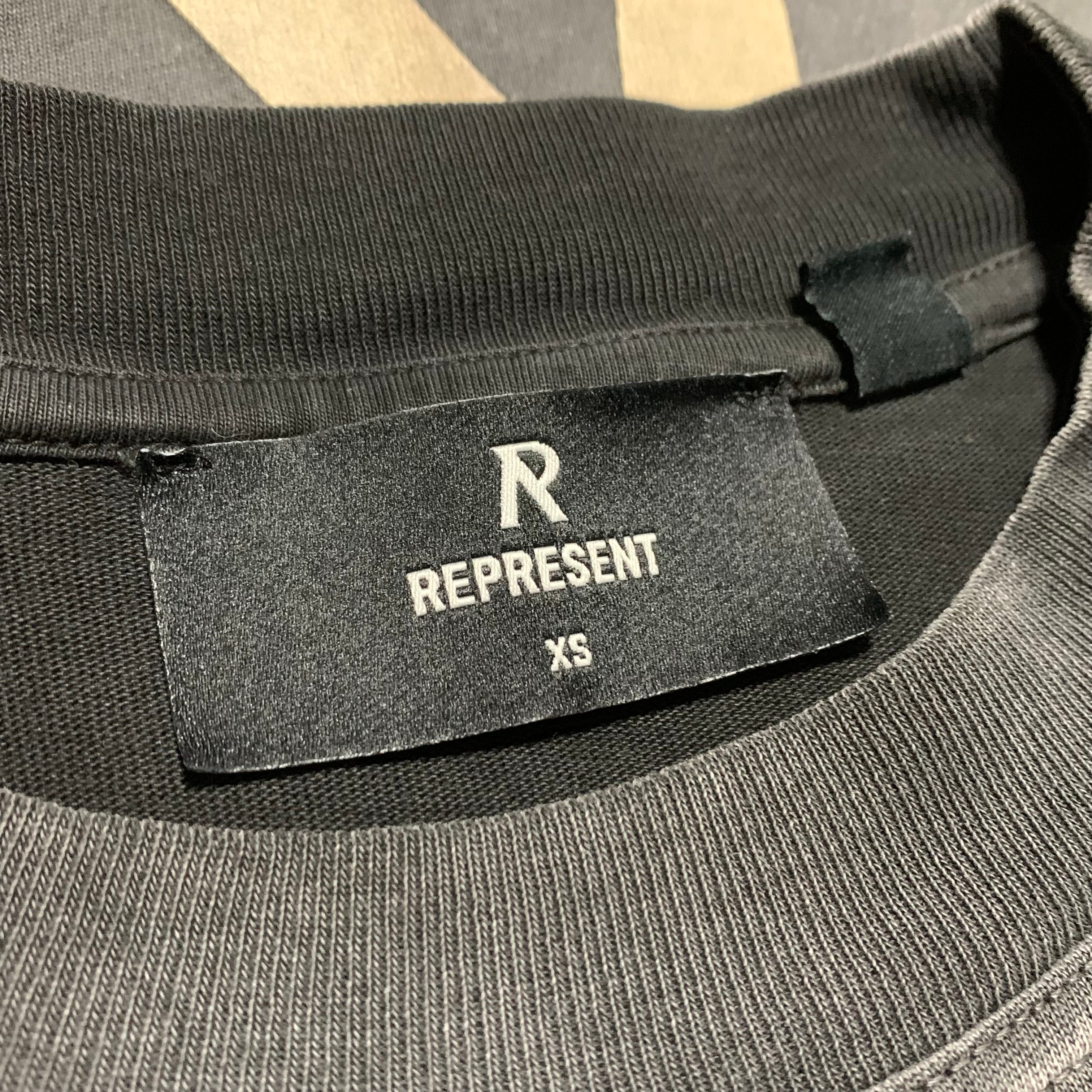 Represent XS Masking Tape Stained Black Tee
