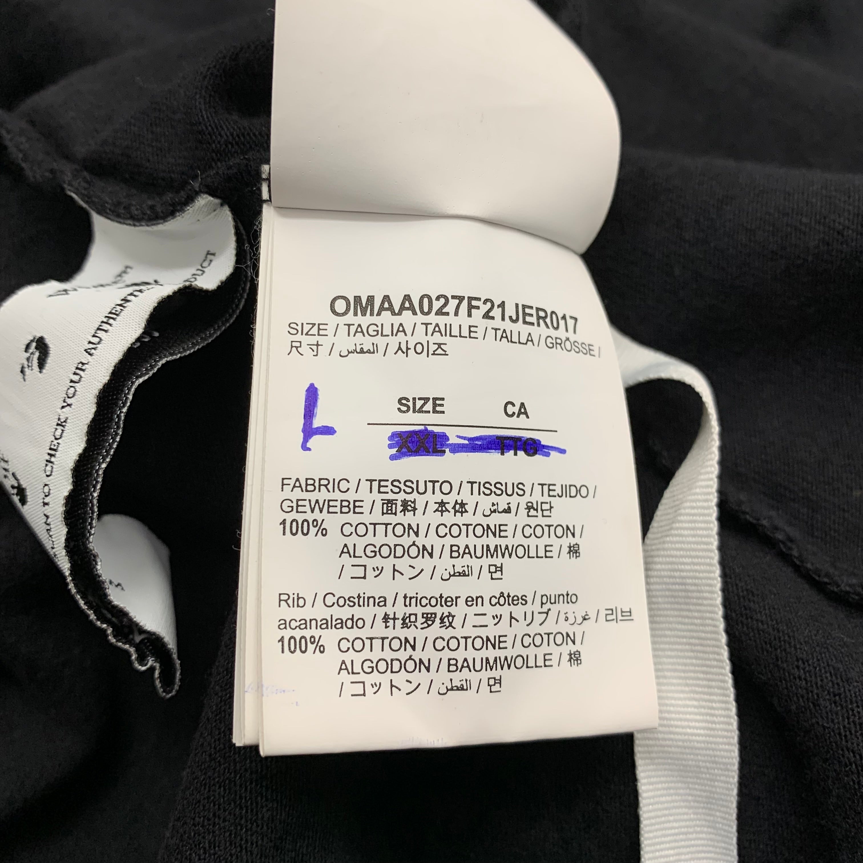 Off White Large Tee Acrylic Arrows Black T-Shirt Virgil Abloh