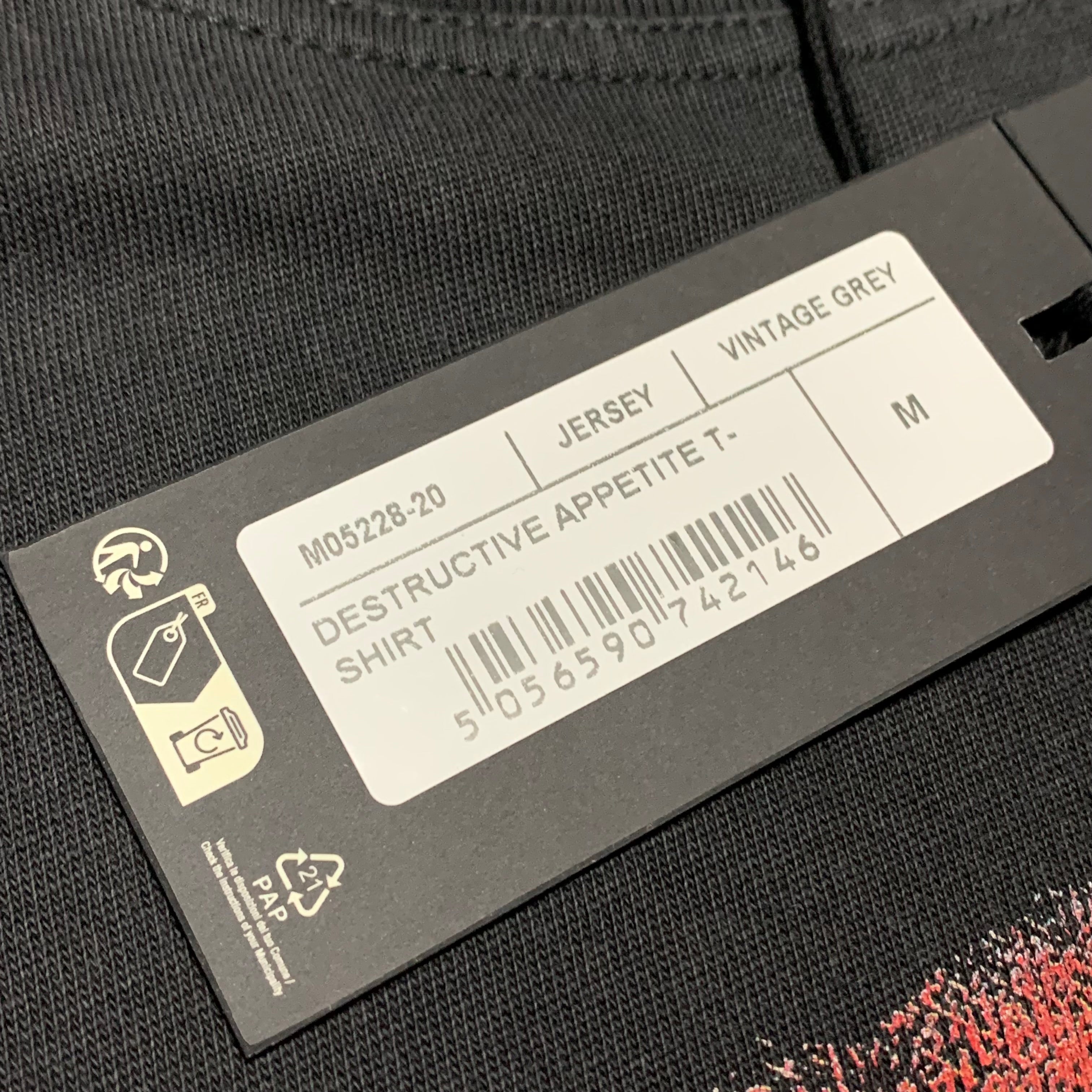 Represent Medium Destructive Appetite Vintage Grey Tee