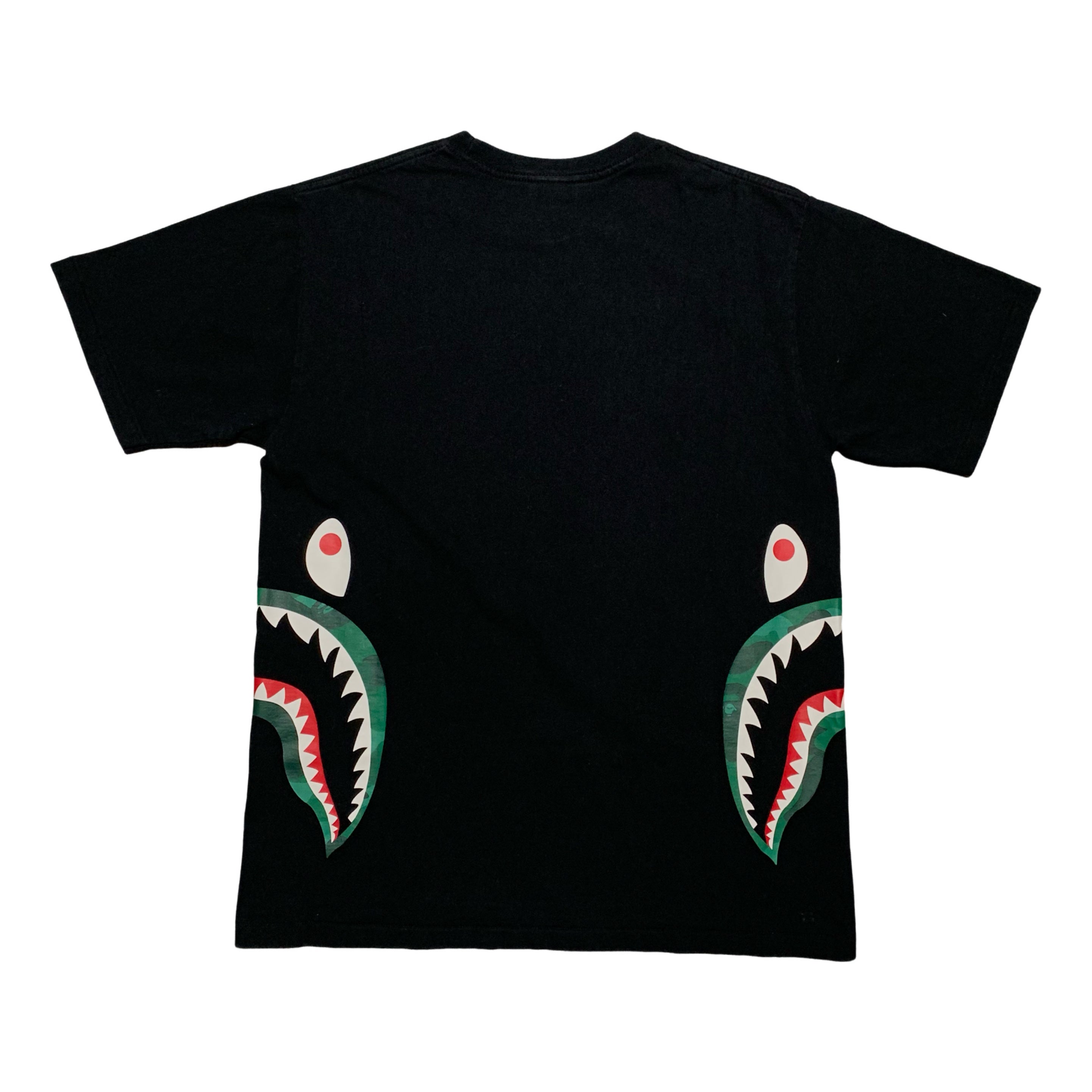 Bape Large Side Shark Green Camo Black Tee A Bathing Ape