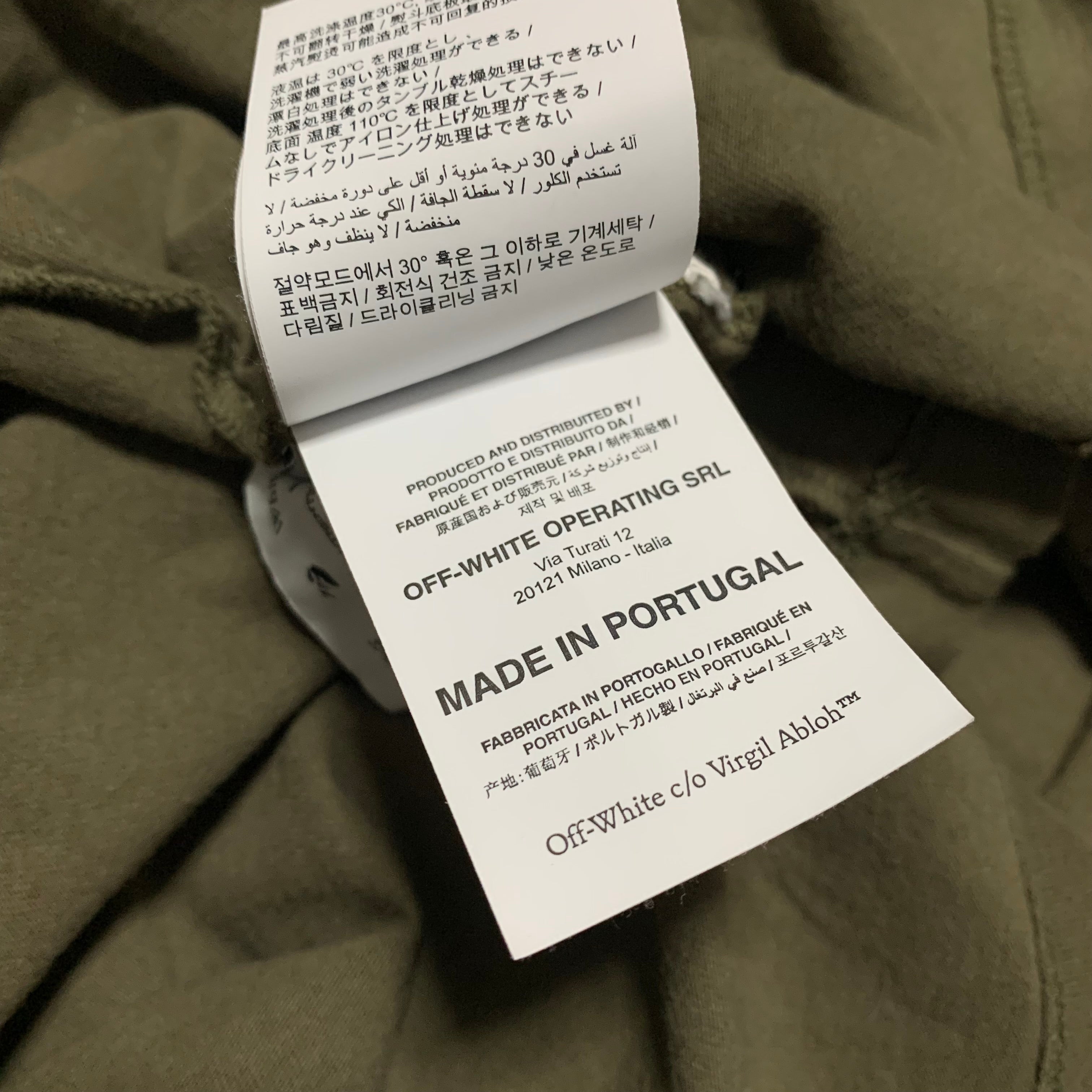 Off White XL Brick Arrows Khaki Green Tee Virgil Abloh