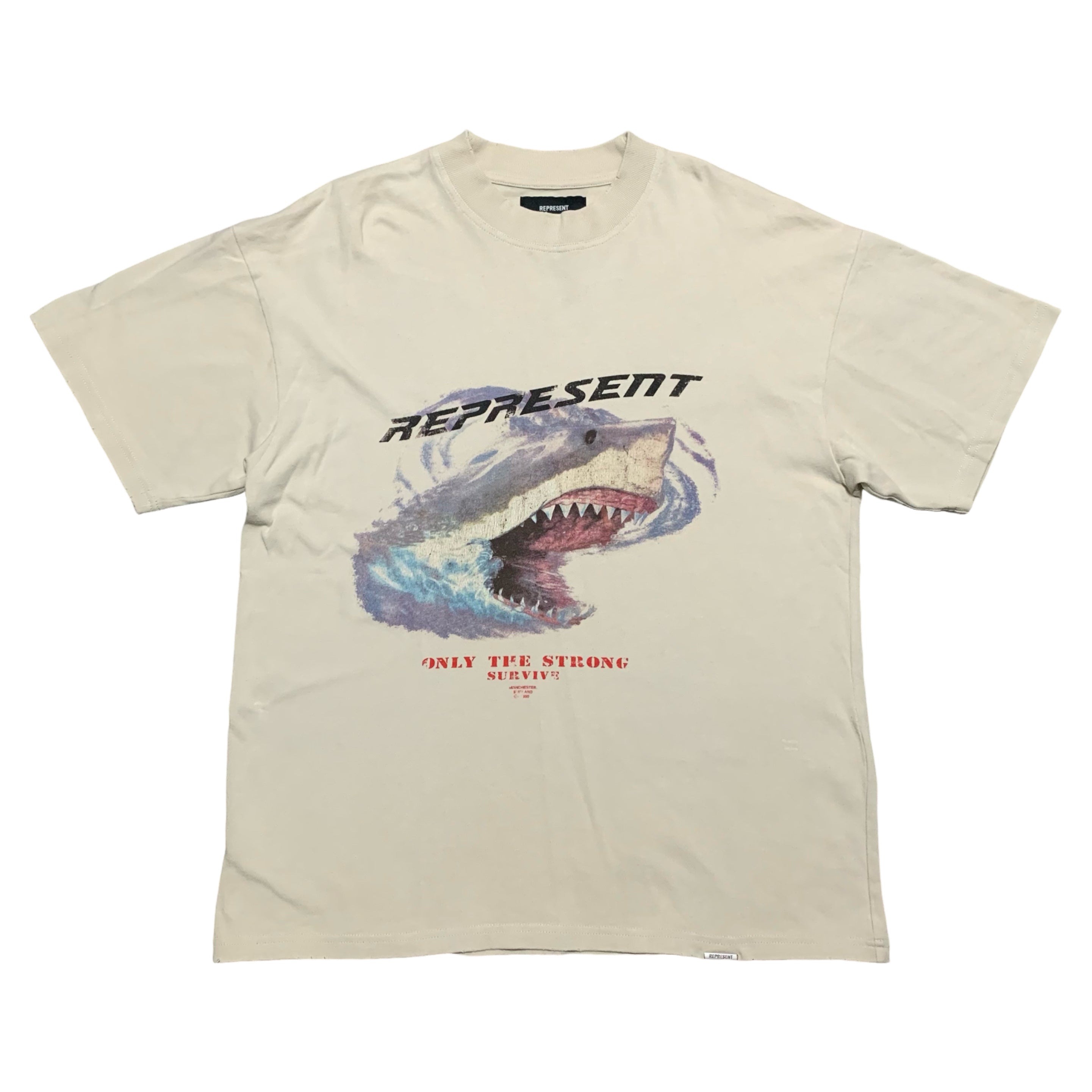 Represent Small Only The Strong Survive Vintage White Tee Shark