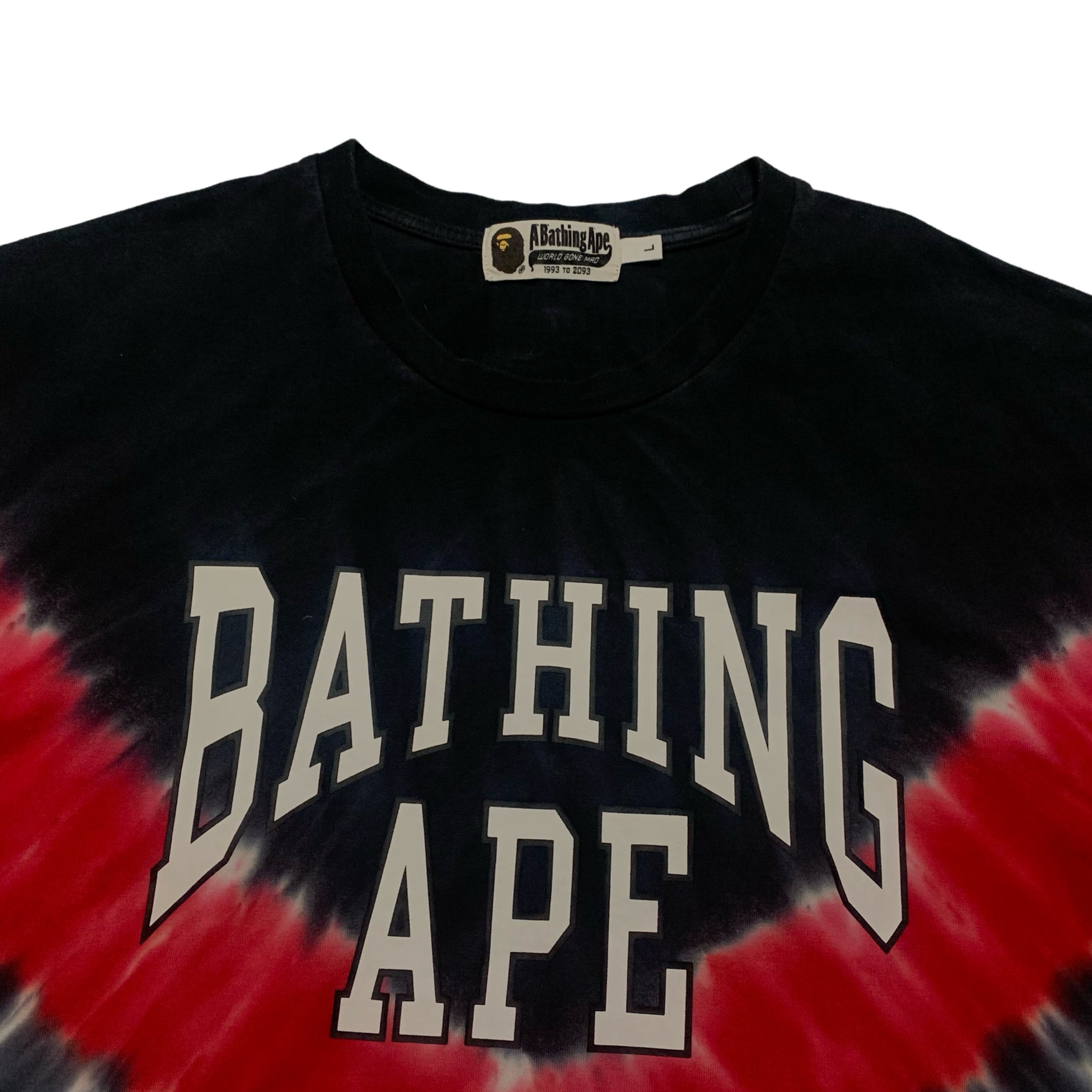 Bape Large Curved Logo Tie Dye Black Tee 2020