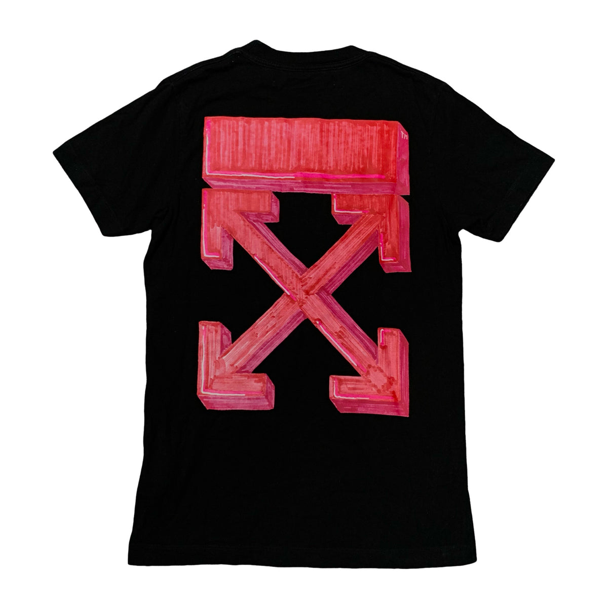 Off White XS Tee Pink Marker Arrows Black T-Shirt Virgil Abloh