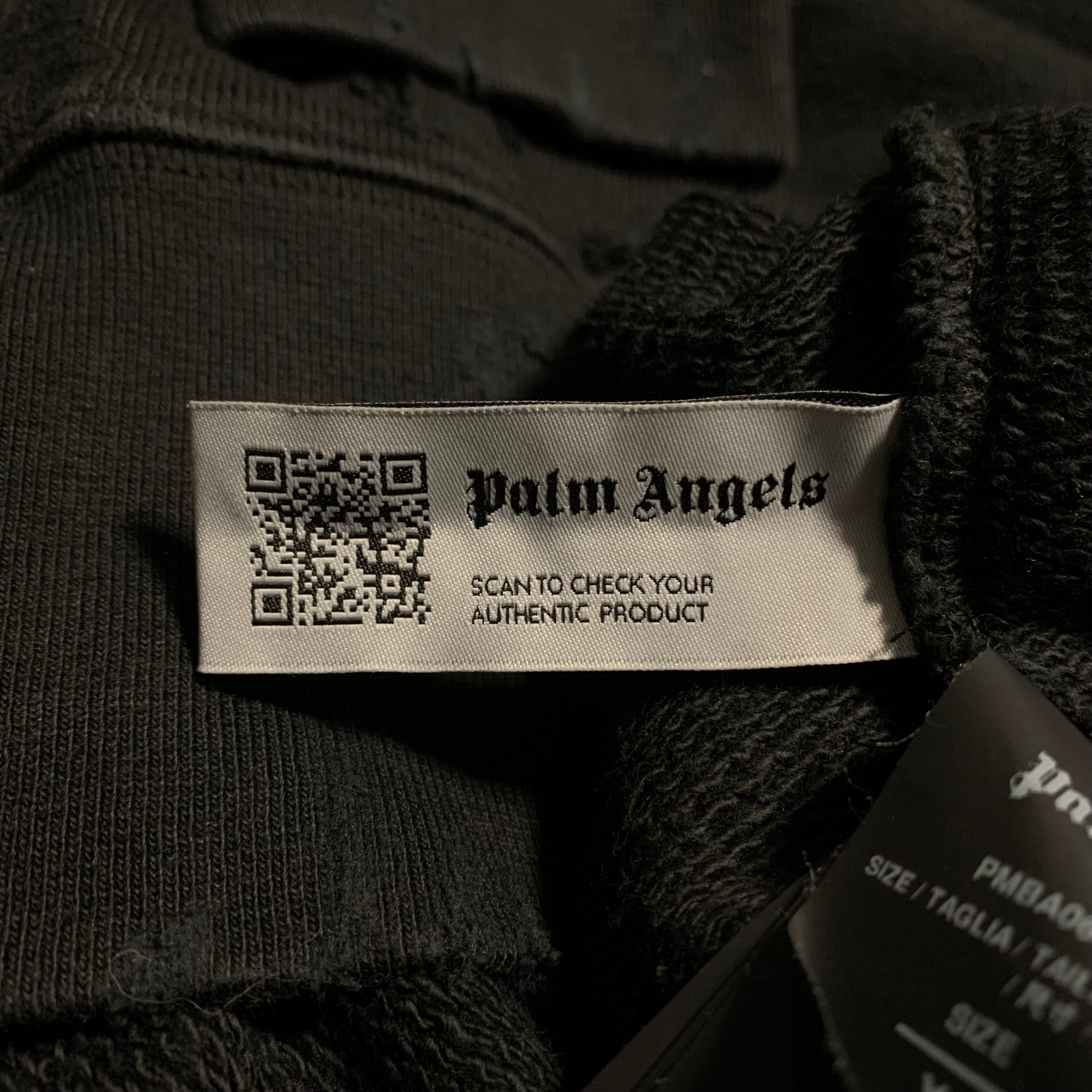 Palm Angels Medium Flame Logo Distressed Black Sweatshirt Crewneck