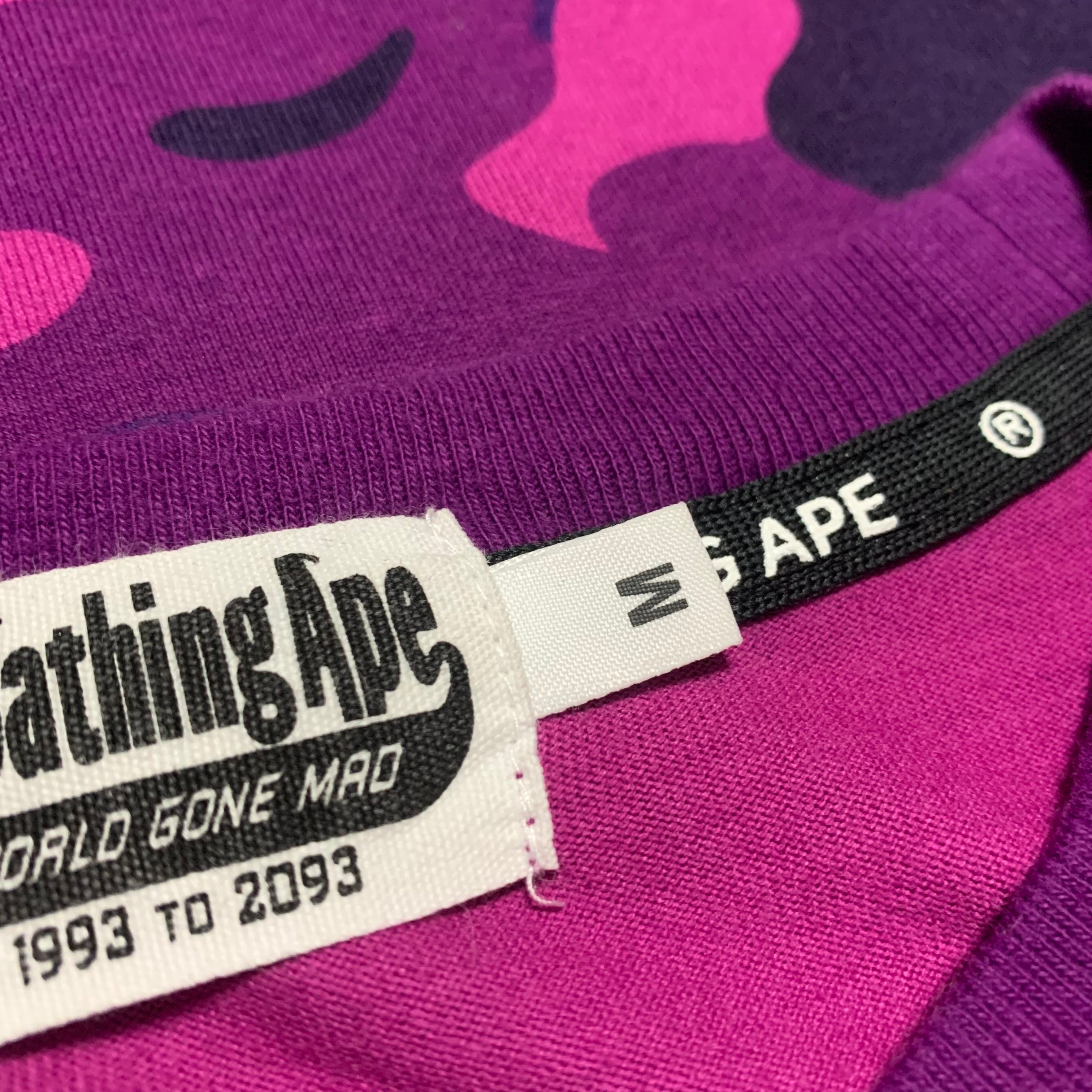 Bape Medium Shark Purple Camo Long Sleeve Tee A Bathing Ape