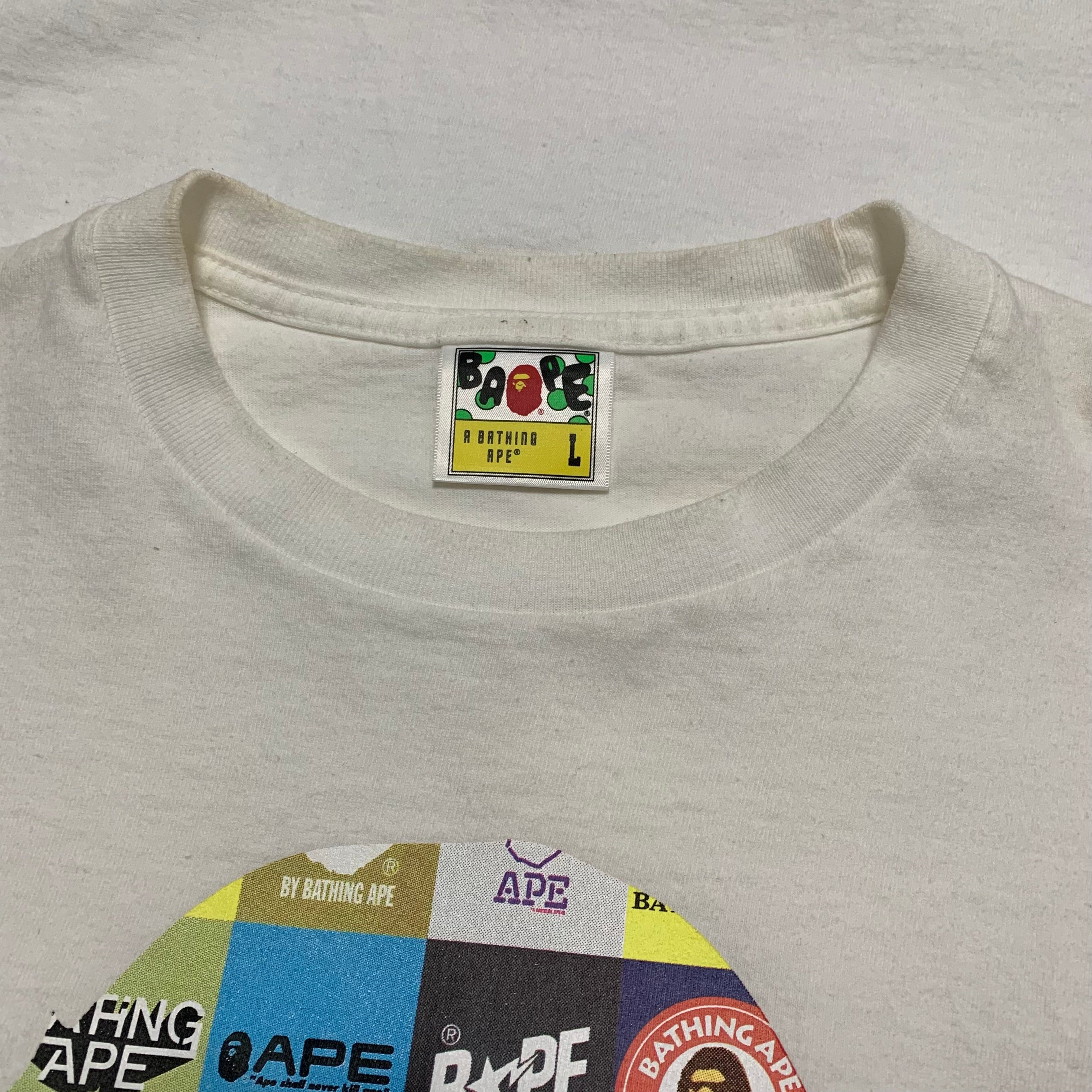 Bape Large By Bathing Ape Multi Logo White Tee